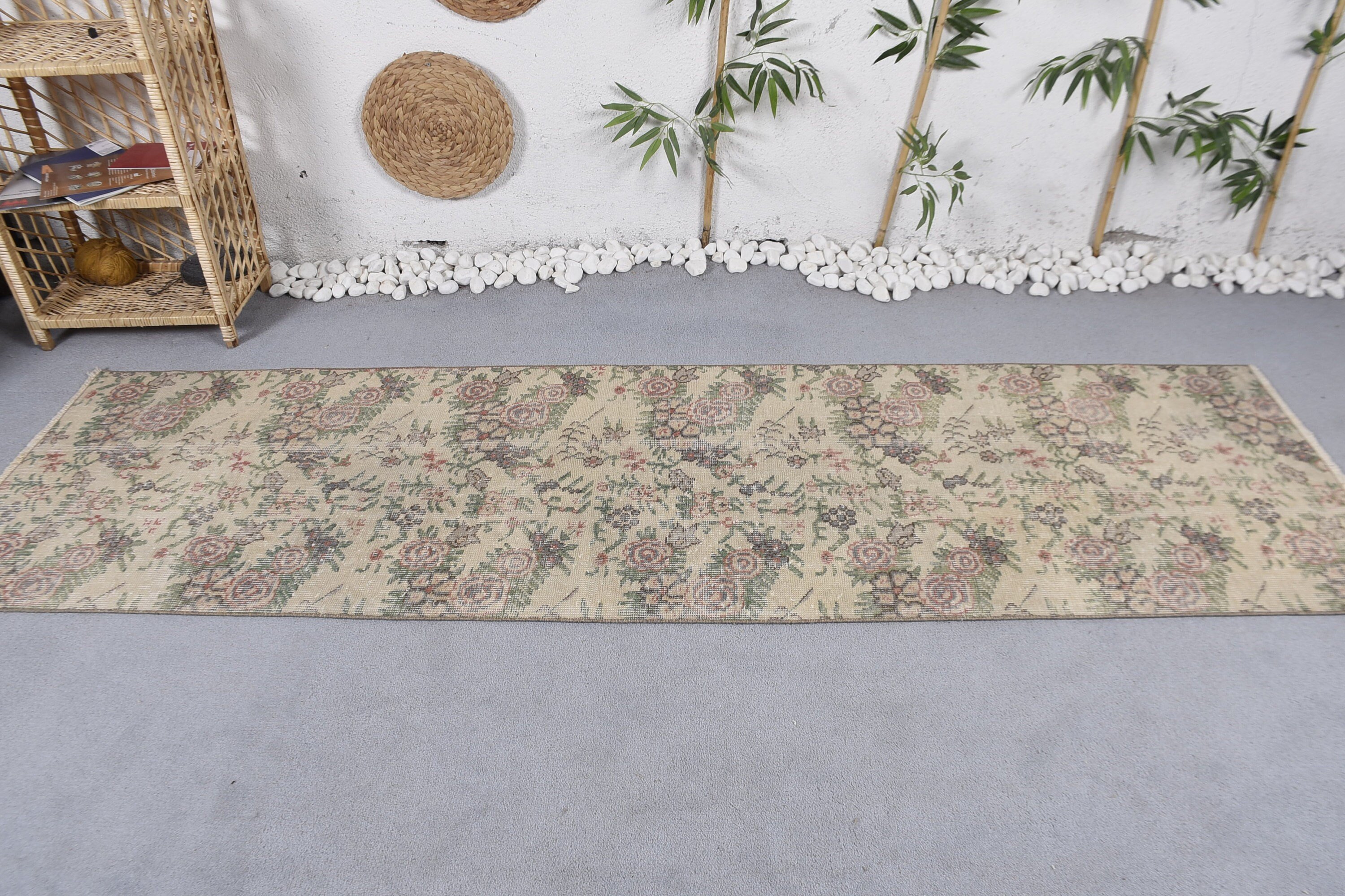 Oriental Rug, Corridor Rug, 2.5x8.6 ft Runner Rug, Turkish Rugs, Beige Anatolian Rugs, Oushak Rug, Vintage Rug, Beni Ourain Runner Rug