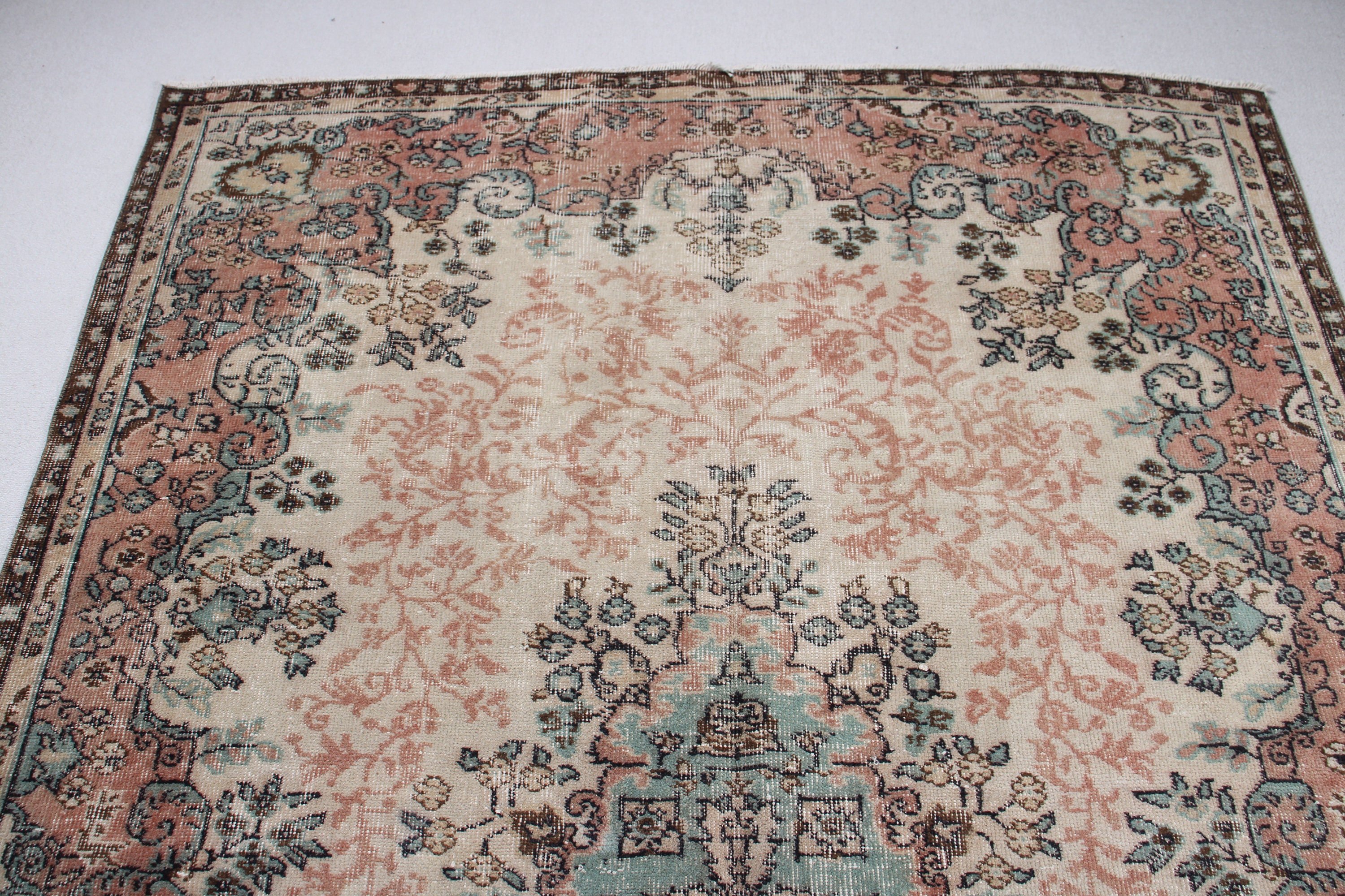 Bej Oryantal Halılar, Büyük Vintage Halılar, Büyük Boho Halı, Vintage Halılar, Türk Halısı, 6,1x9,2 ft Büyük Halılar, Harika Halılar