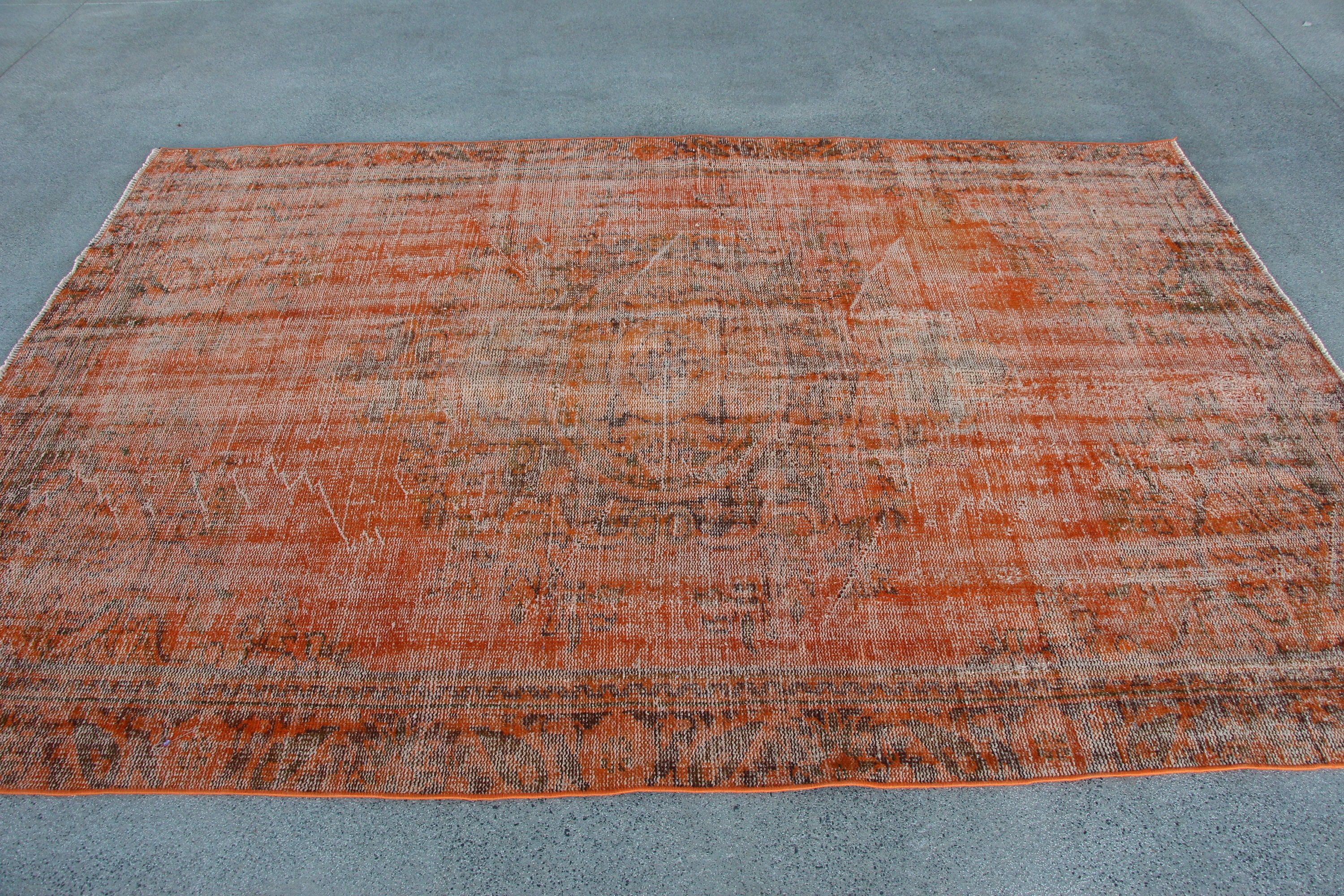 5.5x8.2 ft Large Rug, Rugs for Bedroom, Vintage Rug, Boho Rug, Bedroom Rug, Living Room Rug, Oushak Rug, Orange Anatolian Rugs, Turkish Rug