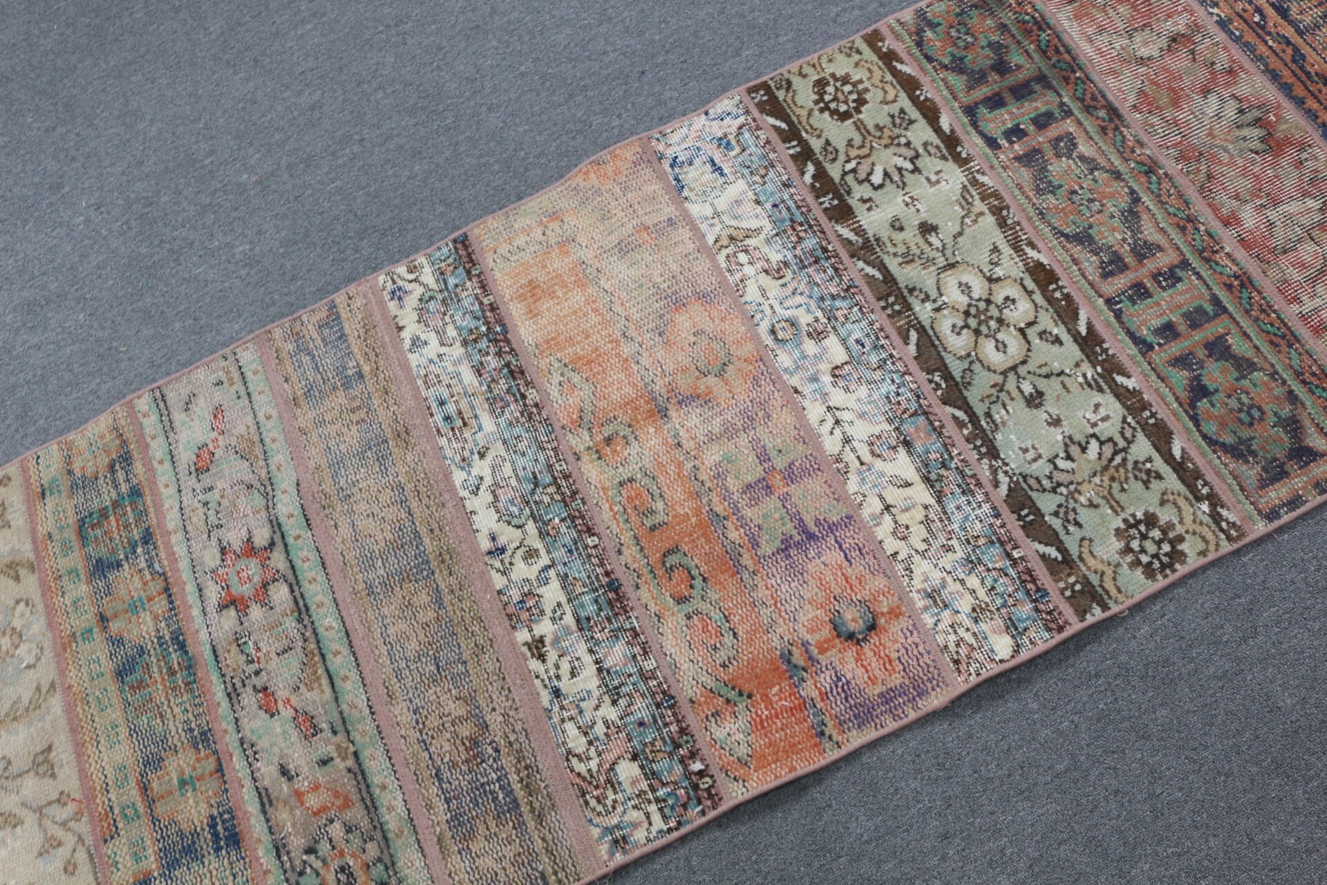 Vintage Halı, Yer Halısı, Mutfak Halısı, Türk Halısı, 2.4x8.2 ft Runner Halısı, Kahverengi Mutfak Halısı, Koridor Halısı, Eskitilmiş Halılar, Koridor Halıları