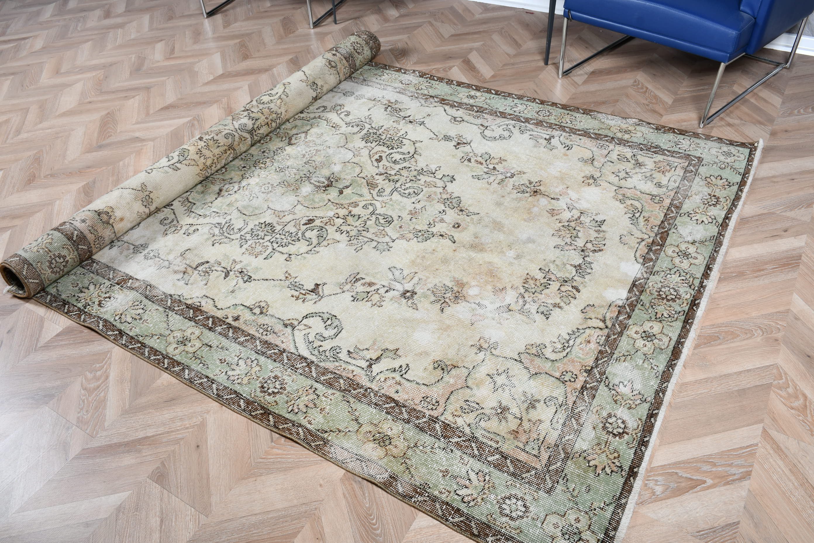 Yatak Odası Halıları, 5.9x9.8 ft Büyük Halı, Yeşil Şark Halıları, Türk Halısı, Fas Halısı, Salon Halıları, Vintage Halı, Oryantal Halılar, Eskitilmiş Halı