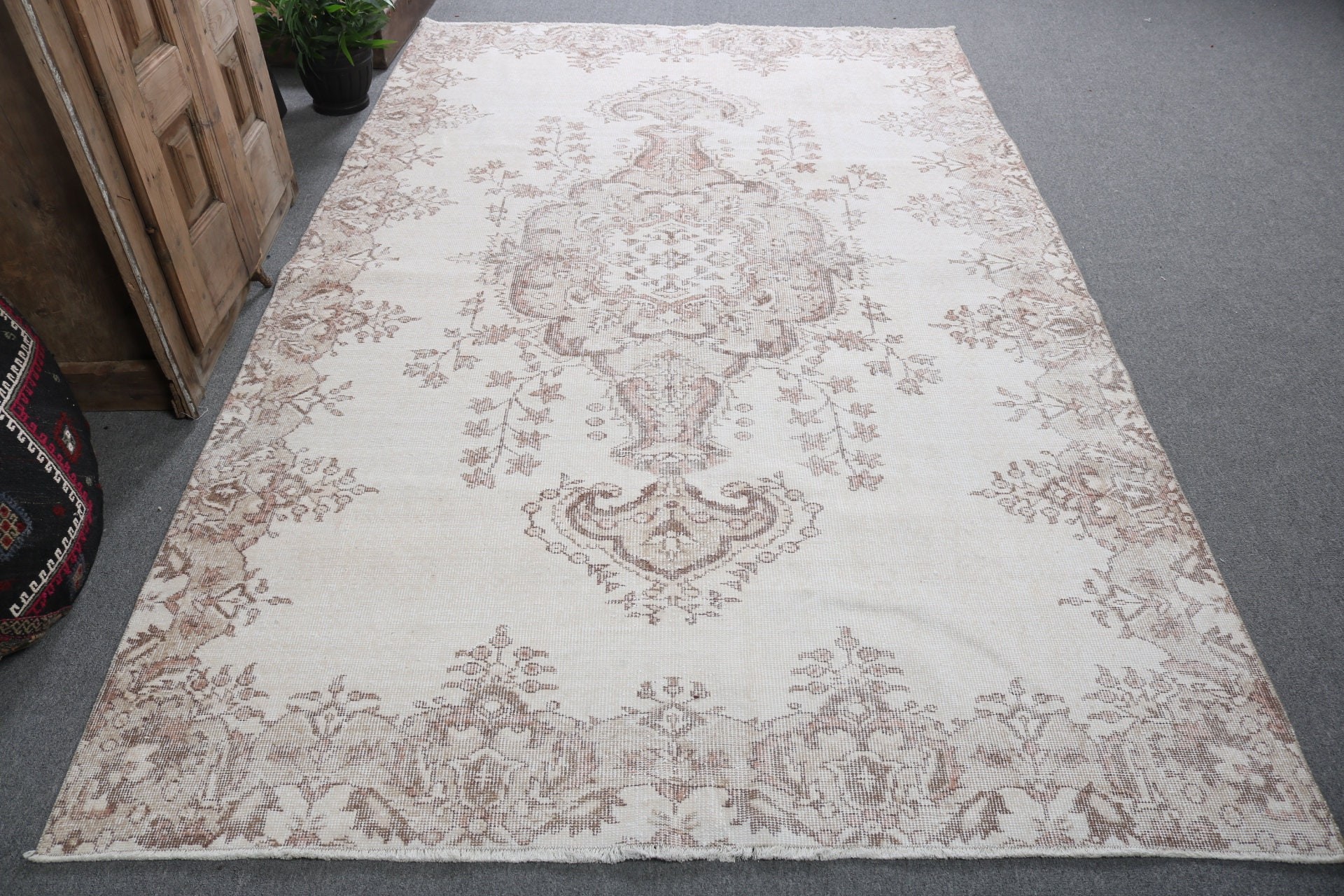 Beige Boho Rugs, Living Room Rug, Home Decor Rug, Turkish Rugs, Vintage Rug, 5.6x9.2 ft Large Rugs, Large Vintage Rug