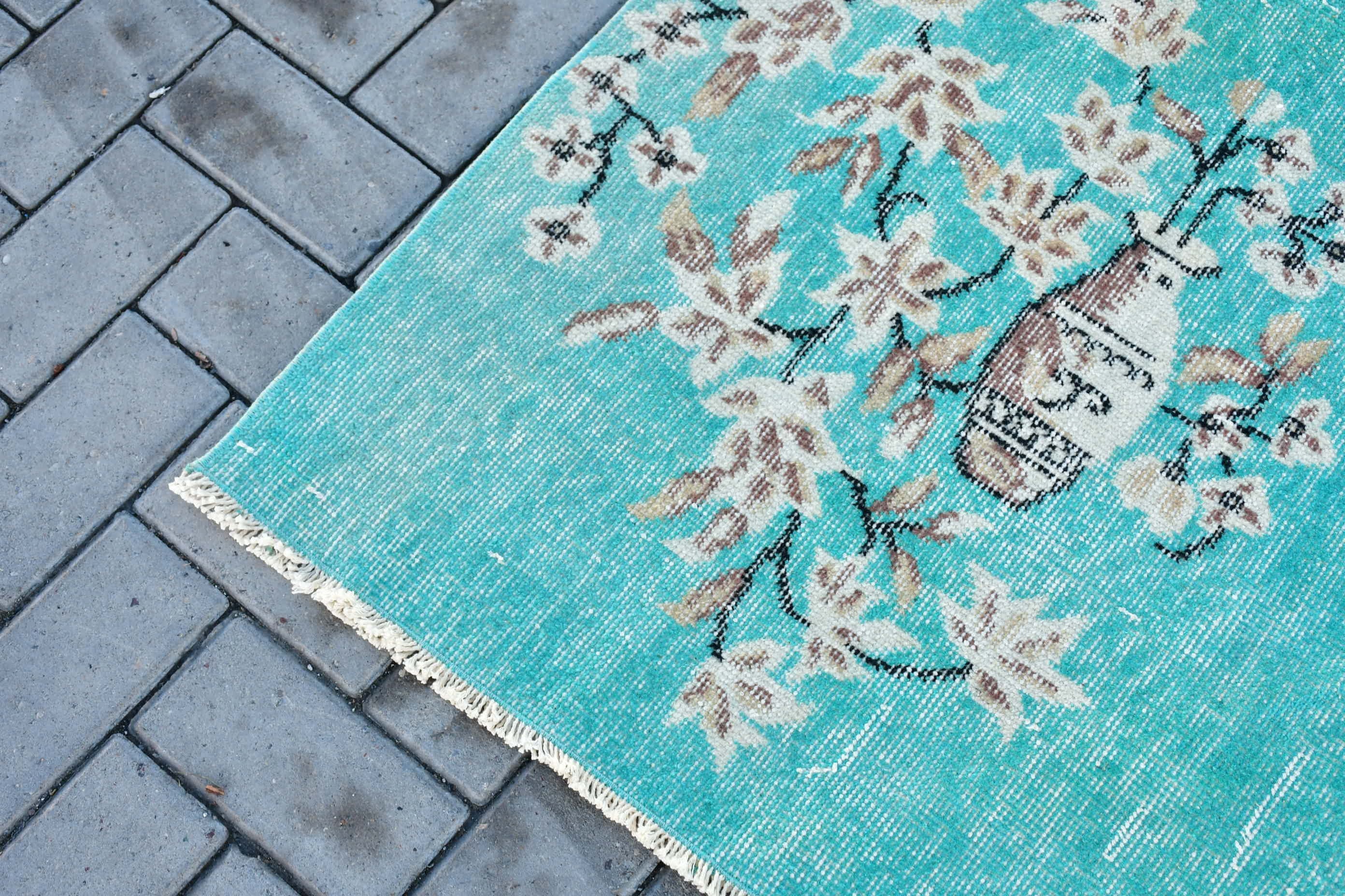 Wool Rug, Green Oriental Rug, Vintage Rug, Living Room Rugs, 3.7x6.7 ft Area Rugs, Turkish Rug, Nursery Rug, Rugs for Area, Oushak Rugs