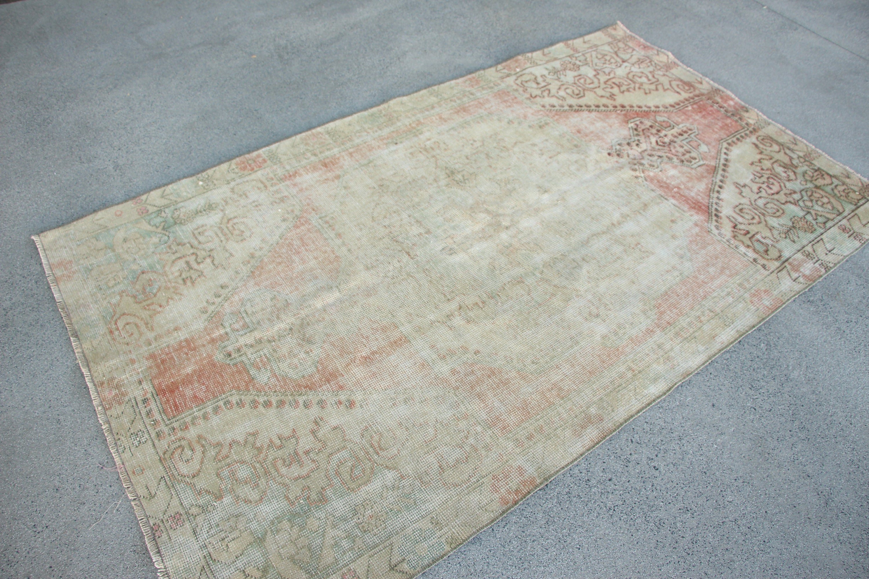 4.1x6.8 ft Area Rug, Cool Rugs, Bedroom Rugs, Kitchen Rugs, Oriental Rug, Vintage Decor Rug, Vintage Rugs, Green Oushak Rug, Turkish Rugs