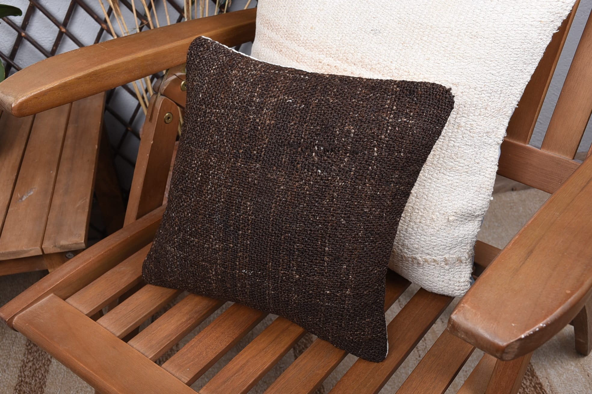 12"x12" Brown Cushion Cover, Cozy Throw Pillow, Kilim Pillow, Antique Pillows, Vintage Kilim Pillow, Decorative Bolster Pillow Sham