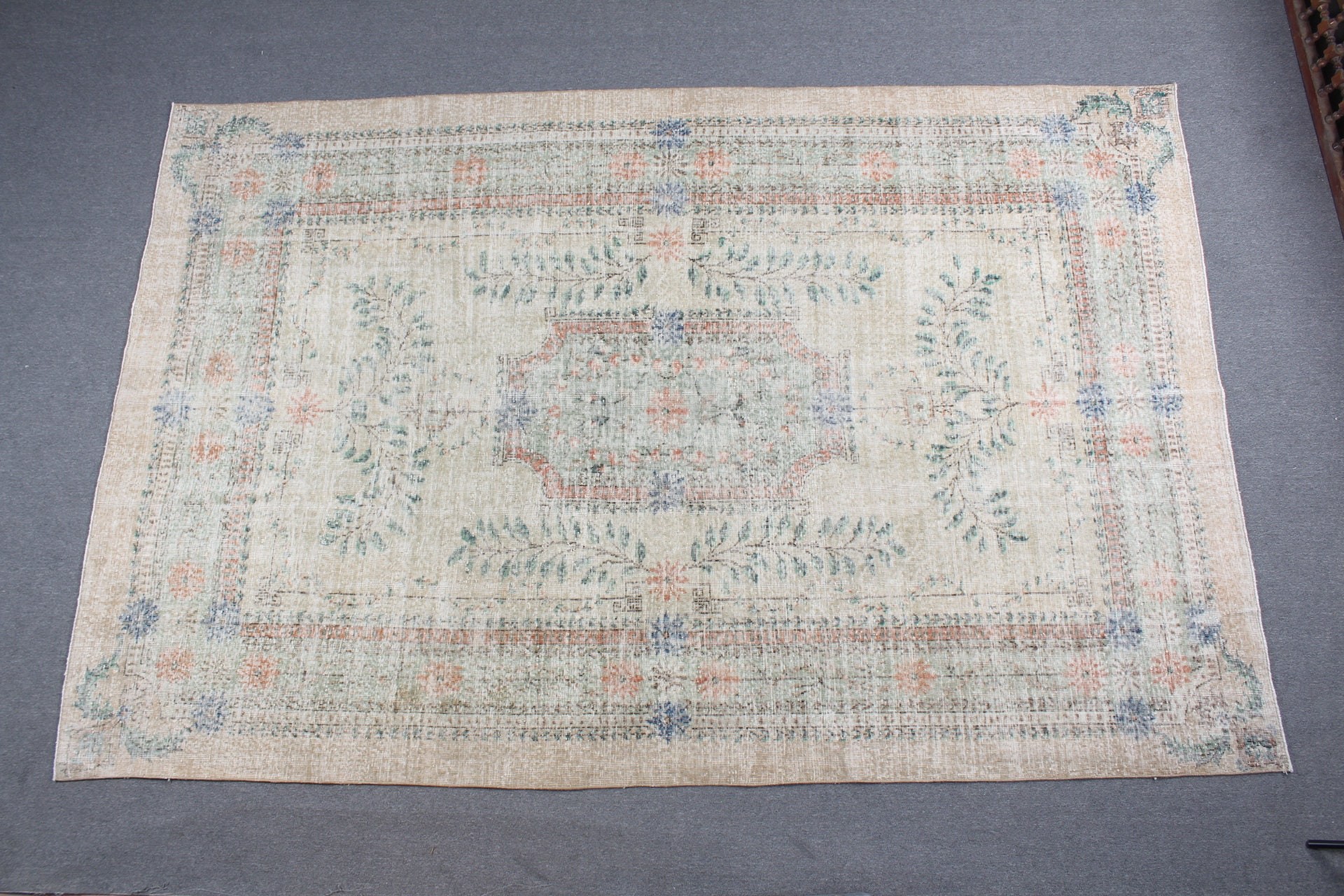 Antique Rug, Saloon Rug, Vintage Rugs, Old Rug, Turkish Rugs, 7.1x11 ft Oversize Rugs, Dining Room Rug, Green Anatolian Rugs