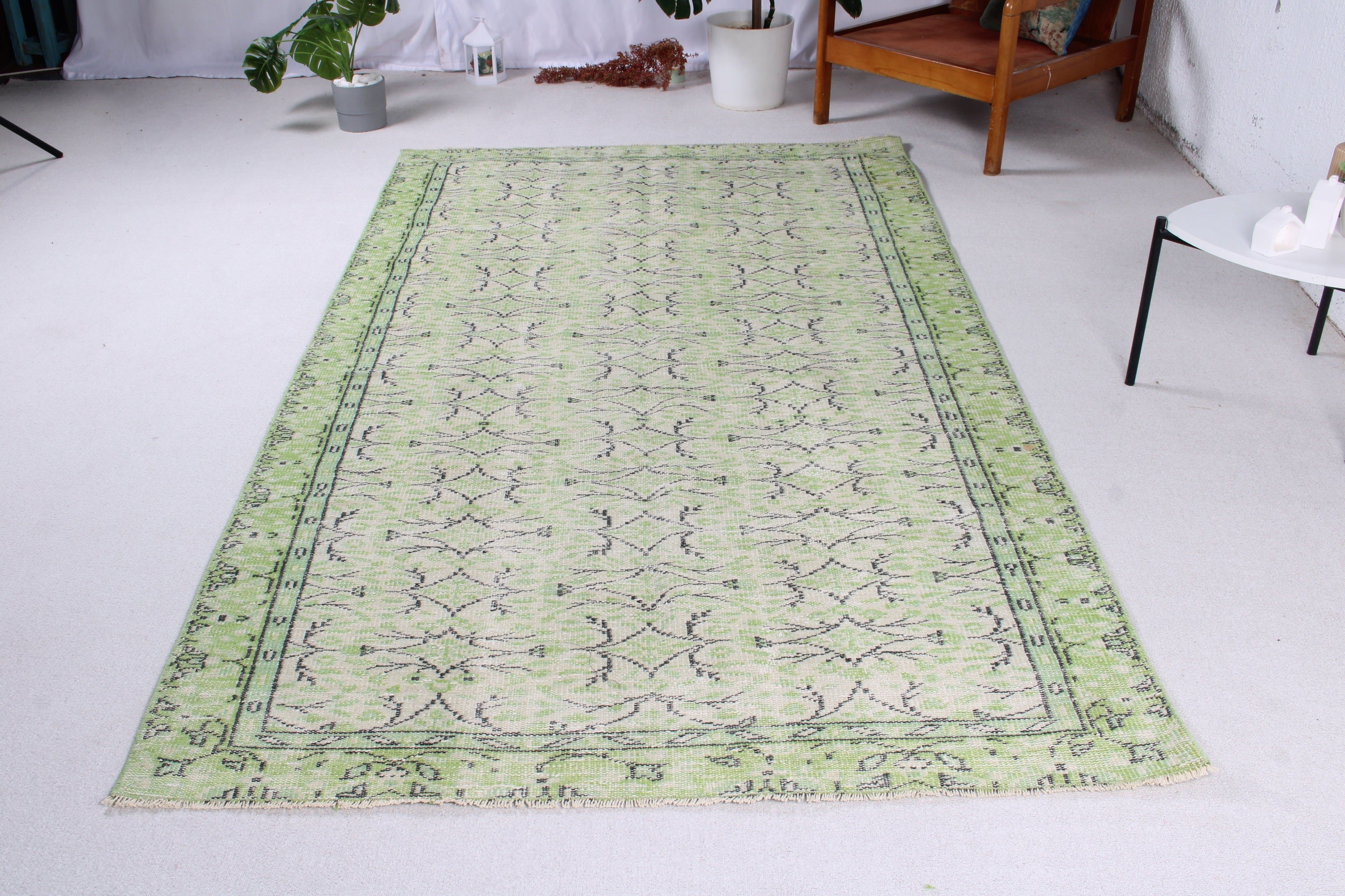 Etnik Halılar, Büyük Boho Halıları, Vintage Halı, Düz Dokuma Halı, Türk Halısı, Yer Halıları, 4,8x8,4 ft Büyük Halı, Salon Halıları, Yeşil Oryantal Halılar