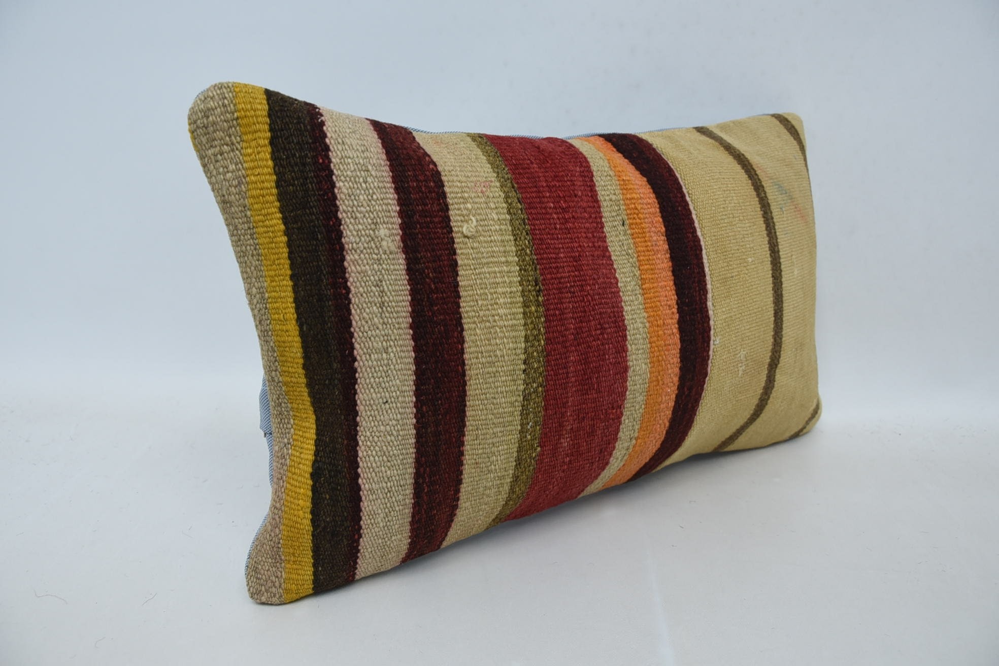 Pillow for Sofa, Sofa Cushion Case, Vintage Kilim Pillow, Kilim Pillow Cover, 12"x20" Beige Cushion Cover, Office Chair Cushion