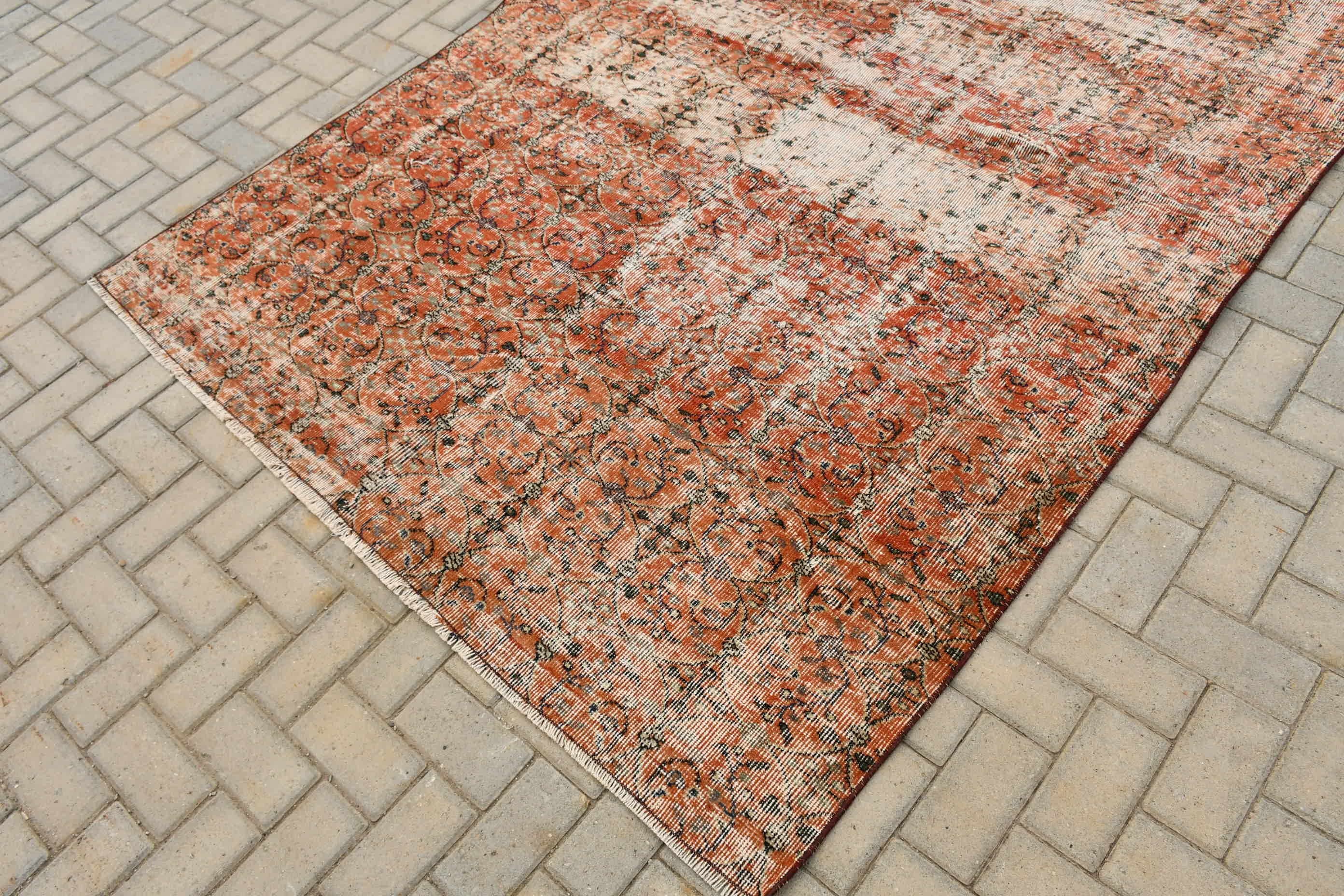 Kırmızı Oryantal Halı, 5.8x8.8 ft Büyük Halı, Türk Halıları, Oushak Halıları, Salon Halıları, Salon Halısı, Oturma Odası Halısı, Vintage Halılar