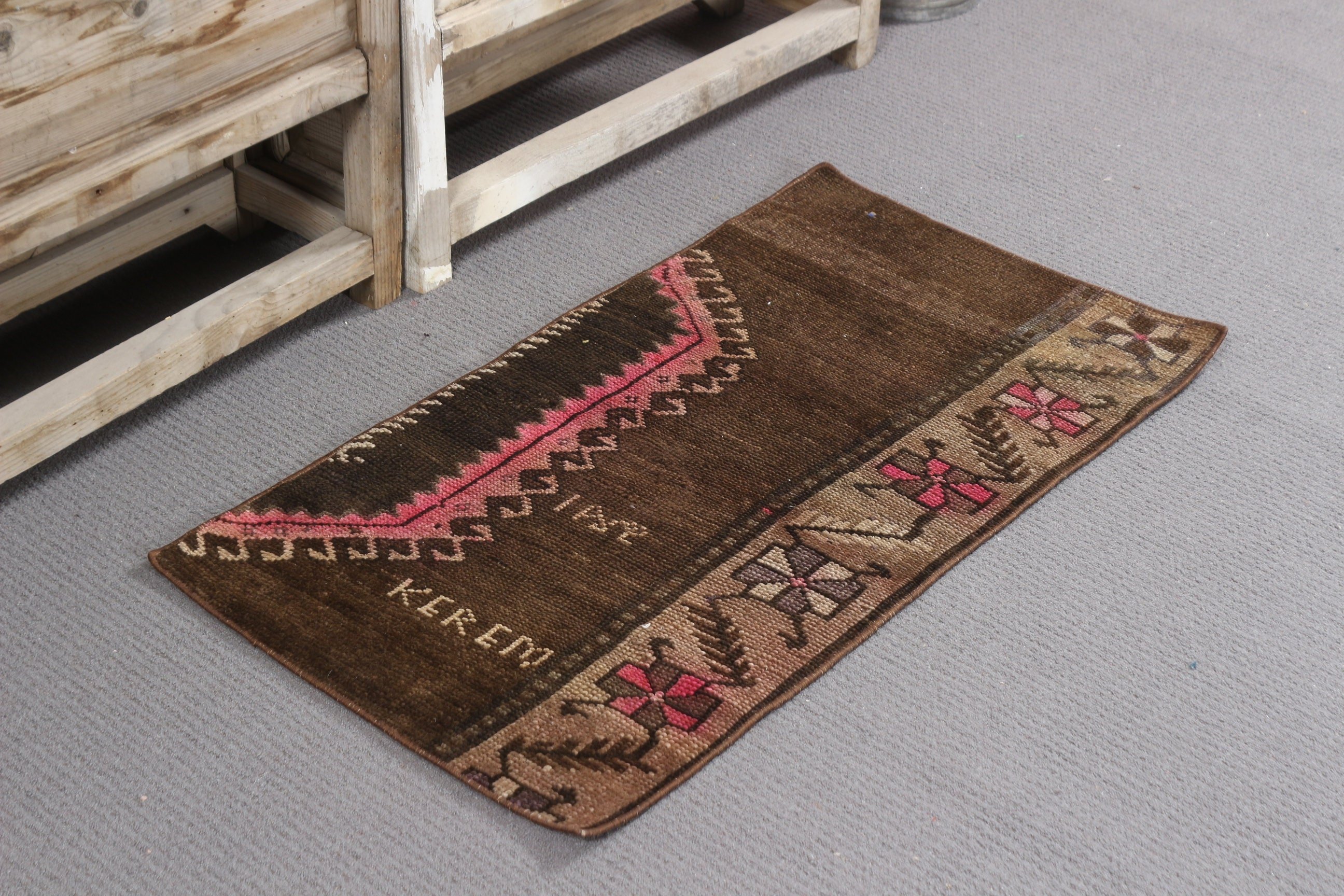 Cute Rugs, Turkish Rug, Rugs for Entry, Brown Home Decor Rug, Kitchen Rug, Bathroom Rug, Moroccan Rugs, Vintage Rugs, 1.8x3.3 ft Small Rug