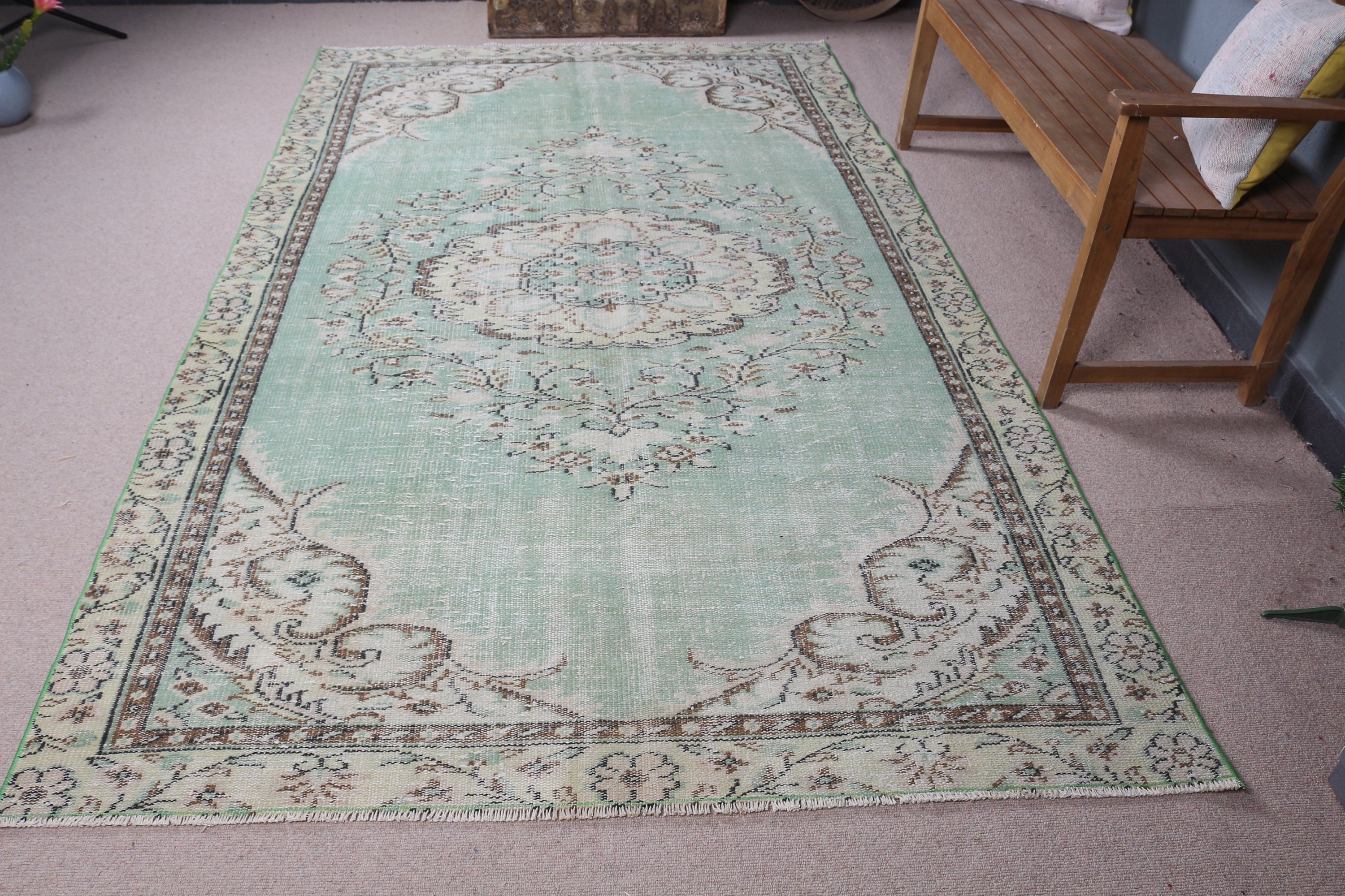 Dining Room Rugs, Antique Rugs, Nomadic Rug, Turkish Rug, Bedroom Rugs, Vintage Rug, Green Kitchen Rug, Cool Rugs, 5.5x9.5 ft Large Rug