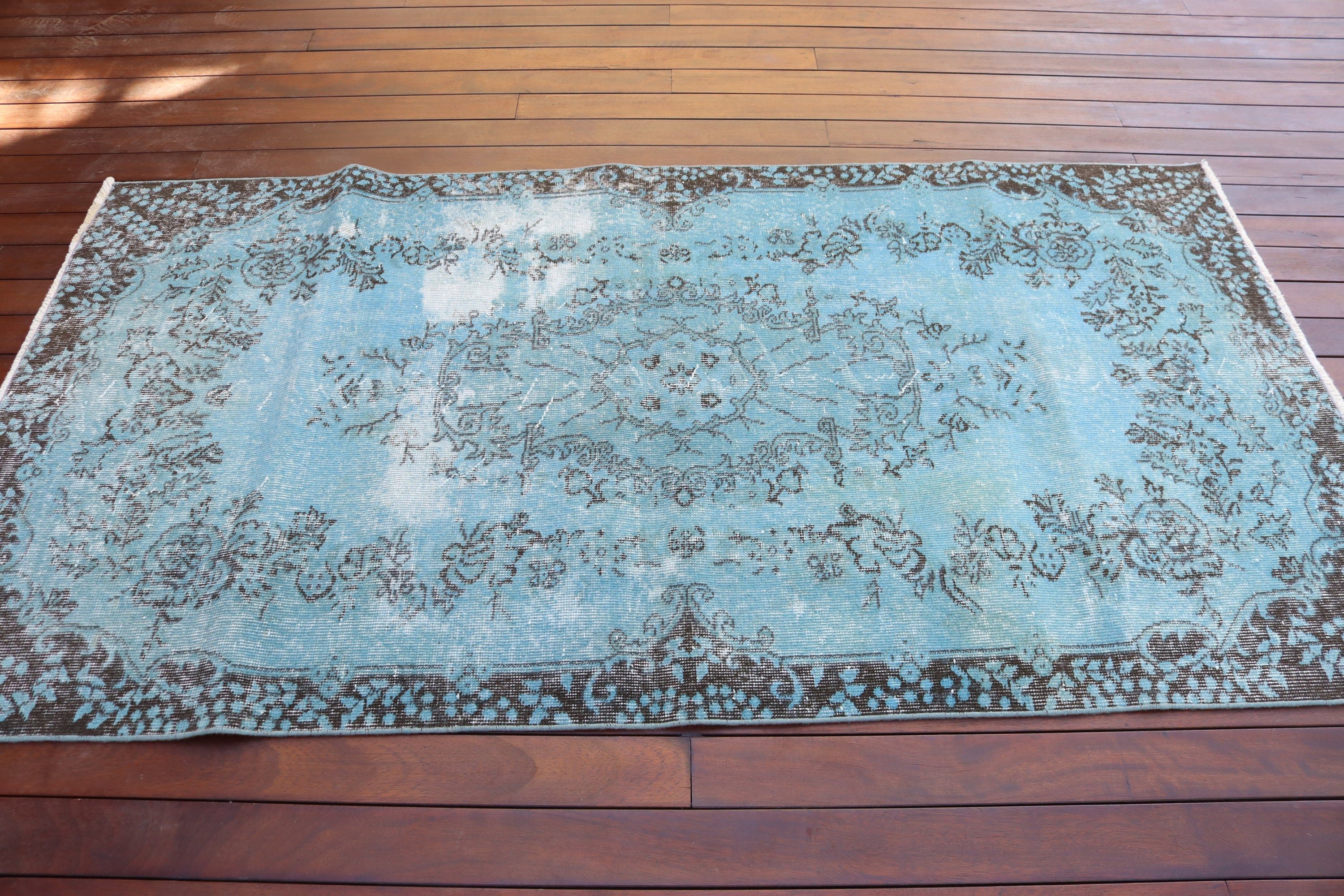 Boho Halılar, Mavi Geometrik Halı, Çocuk Halısı, Yer Halısı, Vintage Halılar, 3,7x6,9 ft Alan Halısı, İç Mekan Halıları, Türk Halıları