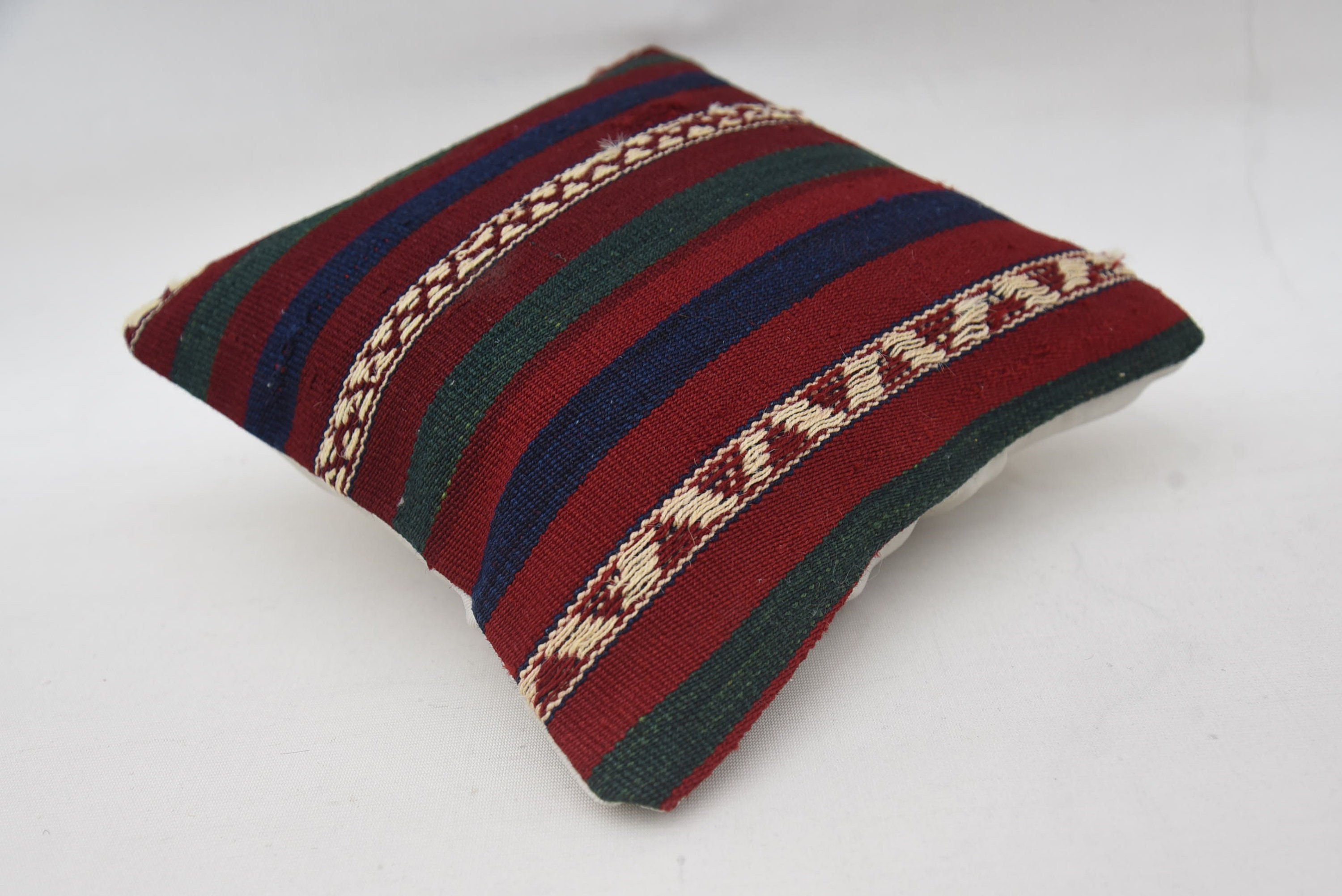 Turkish Kilim Pillow, Pillow for Couch, Turkish Pillow, 12"x12" Red Pillow, Luxury Cushion, Ethnic Throw Cushion Cover