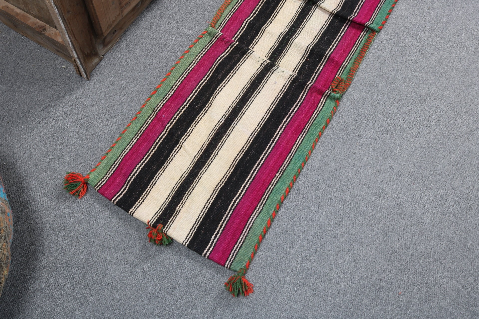 Kilim, Siyah Düz Dokuma Halı, Türk Halıları, Paspas Halıları, Soğuk Halı, 1,5x4,6 ft Küçük Halılar, Oryantal Halılar, Boho Halı, Giriş Halıları, Vintage Halı