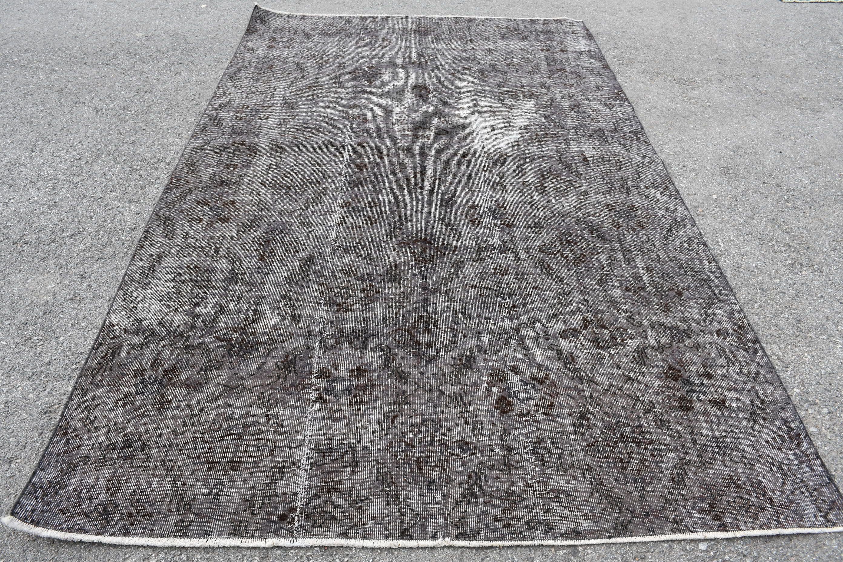 5.9x9.7 ft Large Rug, Anatolian Rug, Abstract Rug, Salon Rugs, Turkish Rug, Oushak Rugs, Black Bedroom Rug, Vintage Rug, Living Room Rug