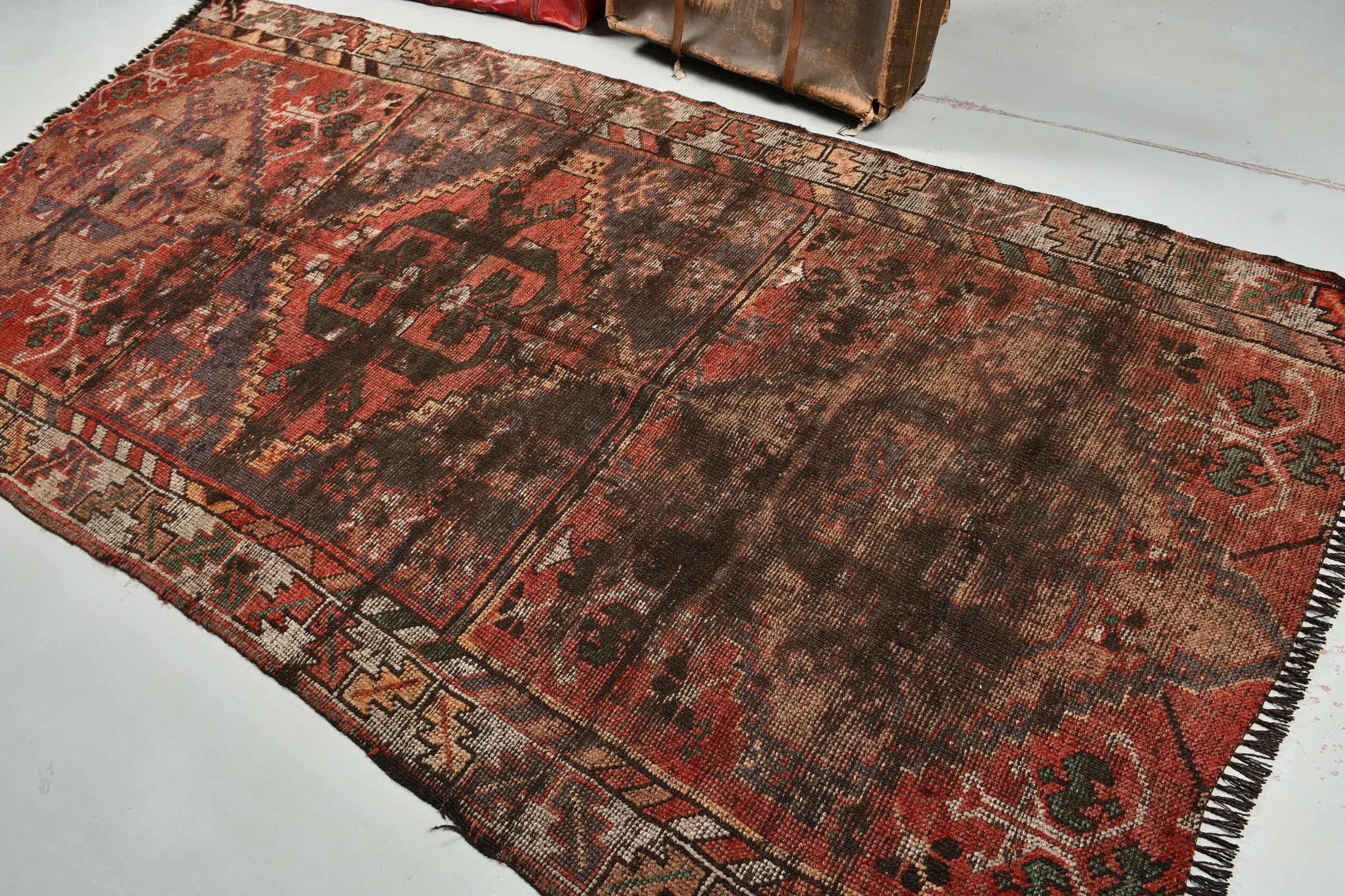 Bedroom Rug, Nomadic Rugs, Red Wool Rug, Turkish Rug, Anatolian Rug, Vintage Rugs, Living Room Rugs, 4.6x9.2 ft Large Rugs, Rugs for Salon