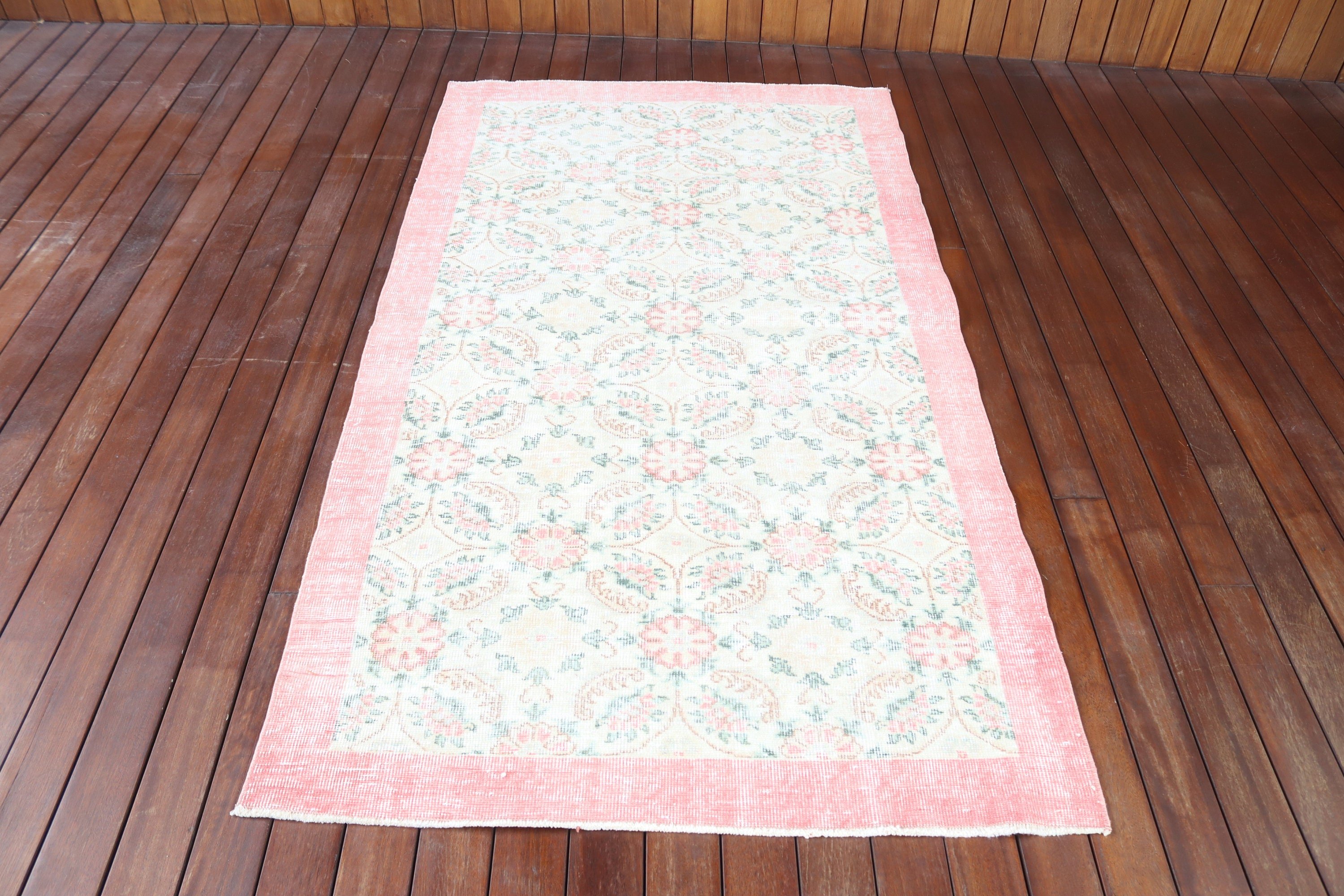 Lüks Halı, Boho Vurgulu Halılar, Türk Halıları, Anadolu Halısı, Vintage Halılar, Pembe Düz Dokuma Halı, Çocuk Halısı, 3,5x6,6 ft Vurgulu Halı, Yer Halıları