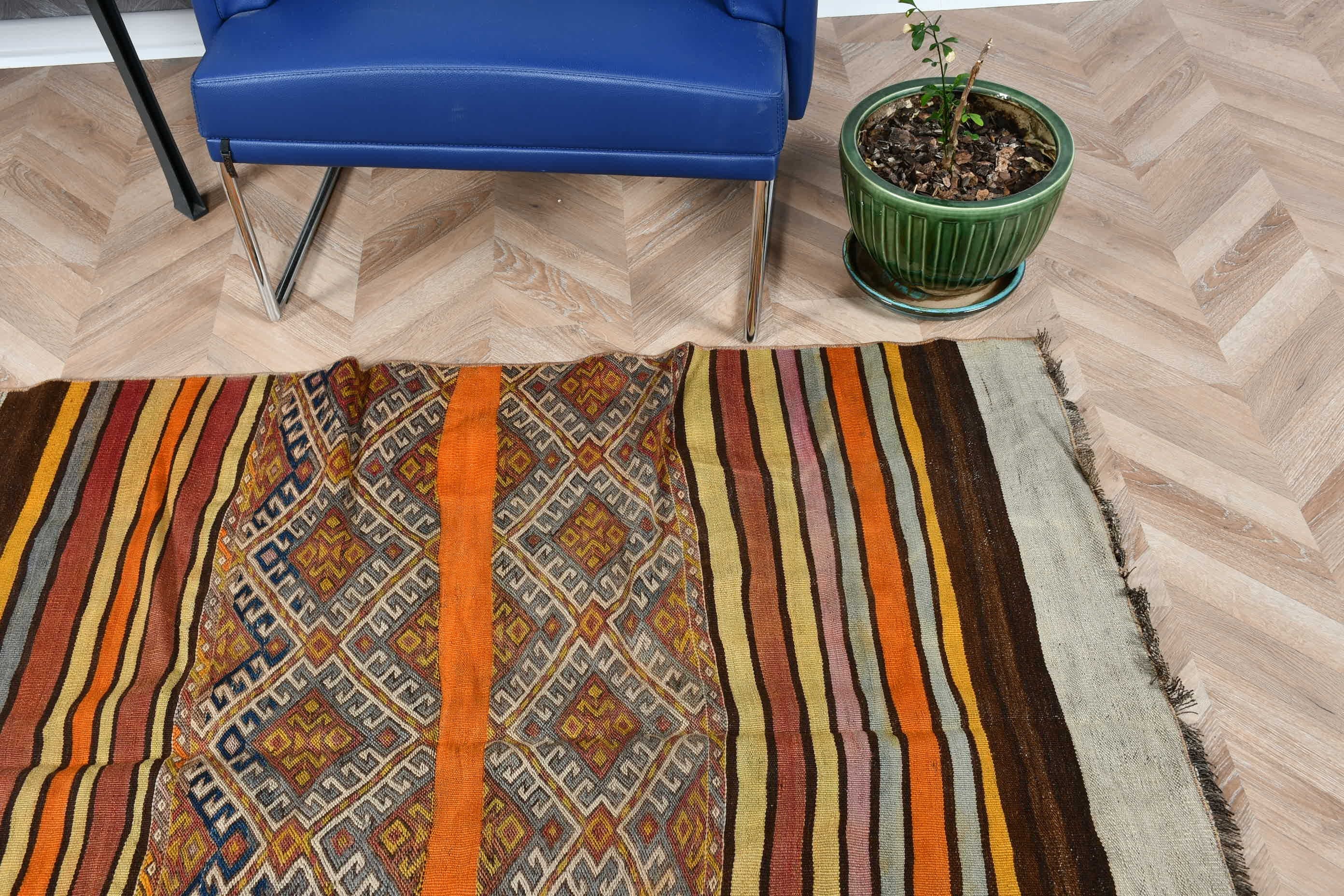 3.9x5.1 ft Accent Rug, Vintage Rugs, Nursery Rug, Entry Rugs, Kilim, Cool Rug, Brown Antique Rugs, Outdoor Rugs, Moroccan Rugs, Turkish Rug