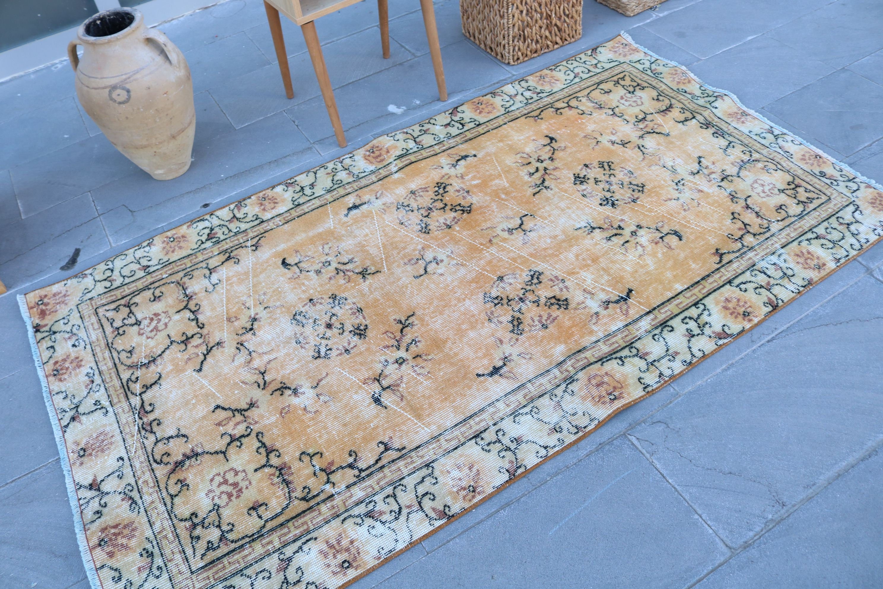 Oriental Rug, Turkish Rug, Vintage Rug, Indoor Rug, Dining Room Rug, Rugs for Living Room, Vintage Decor Rug, Wool Rug, 3.7x6.5 ft Area Rug