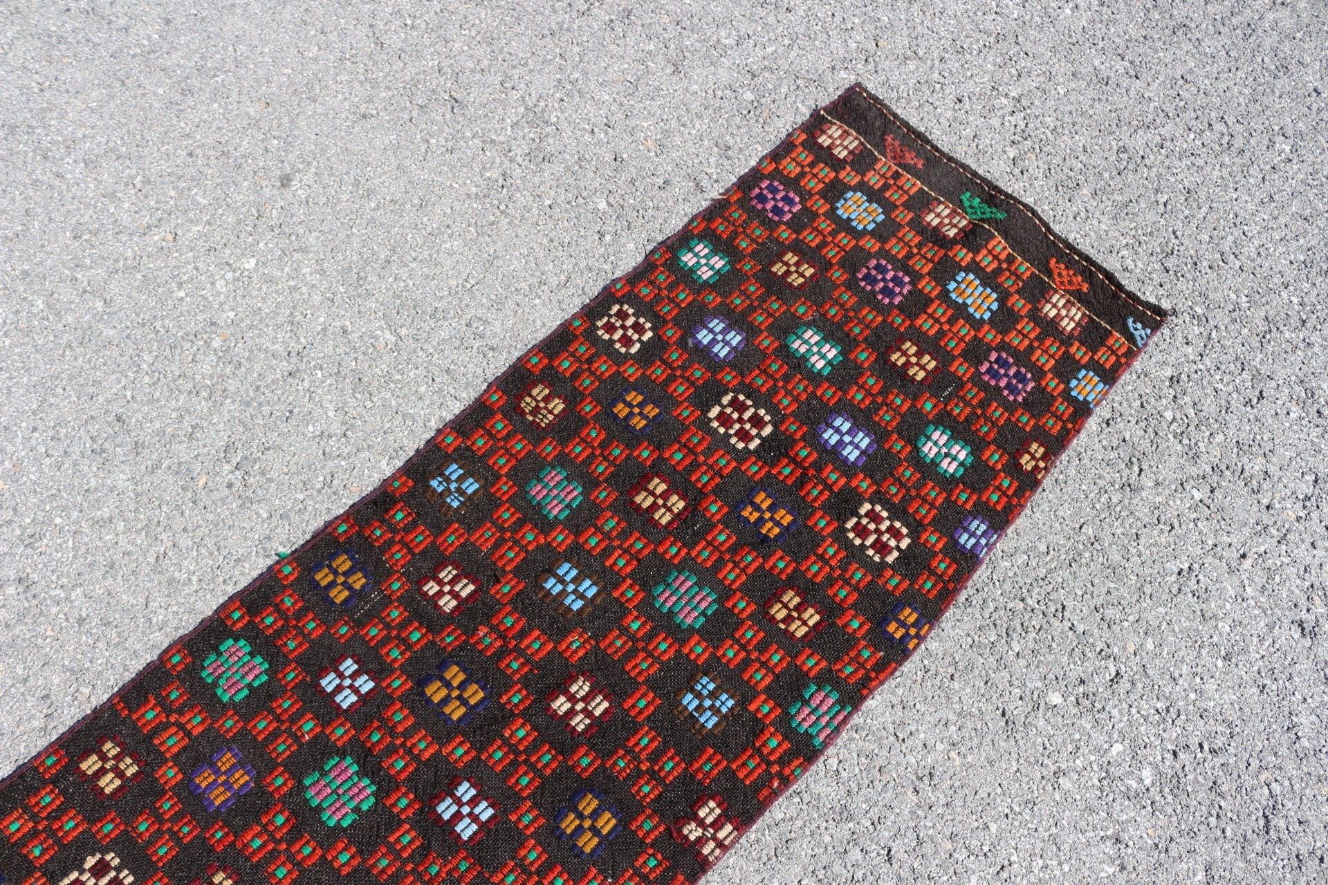 Anadolu Halısı, Türk Halısı, Kilim, Koridor Halısı, Vintage Halı, Ev Dekorasyonu Halısı, Yeşil 1.9x8.1 ft Runner Halısı, Mutfak Halıları