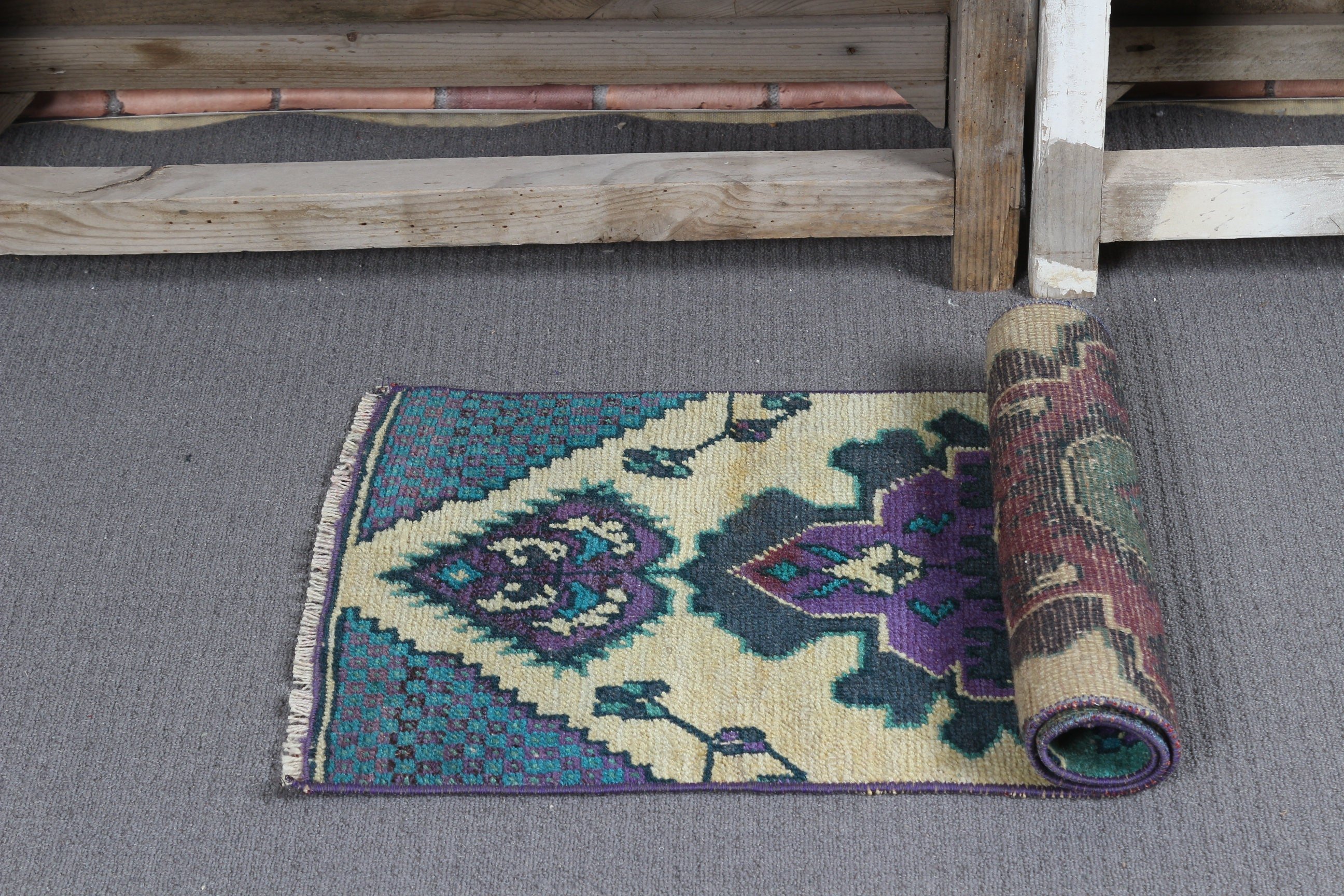 1.3x3.1 ft Small Rug, Office Rugs, Purple Floor Rugs, Turkish Rug, Nursery Rug, Oriental Rug, Bathroom Rugs, Vintage Rug