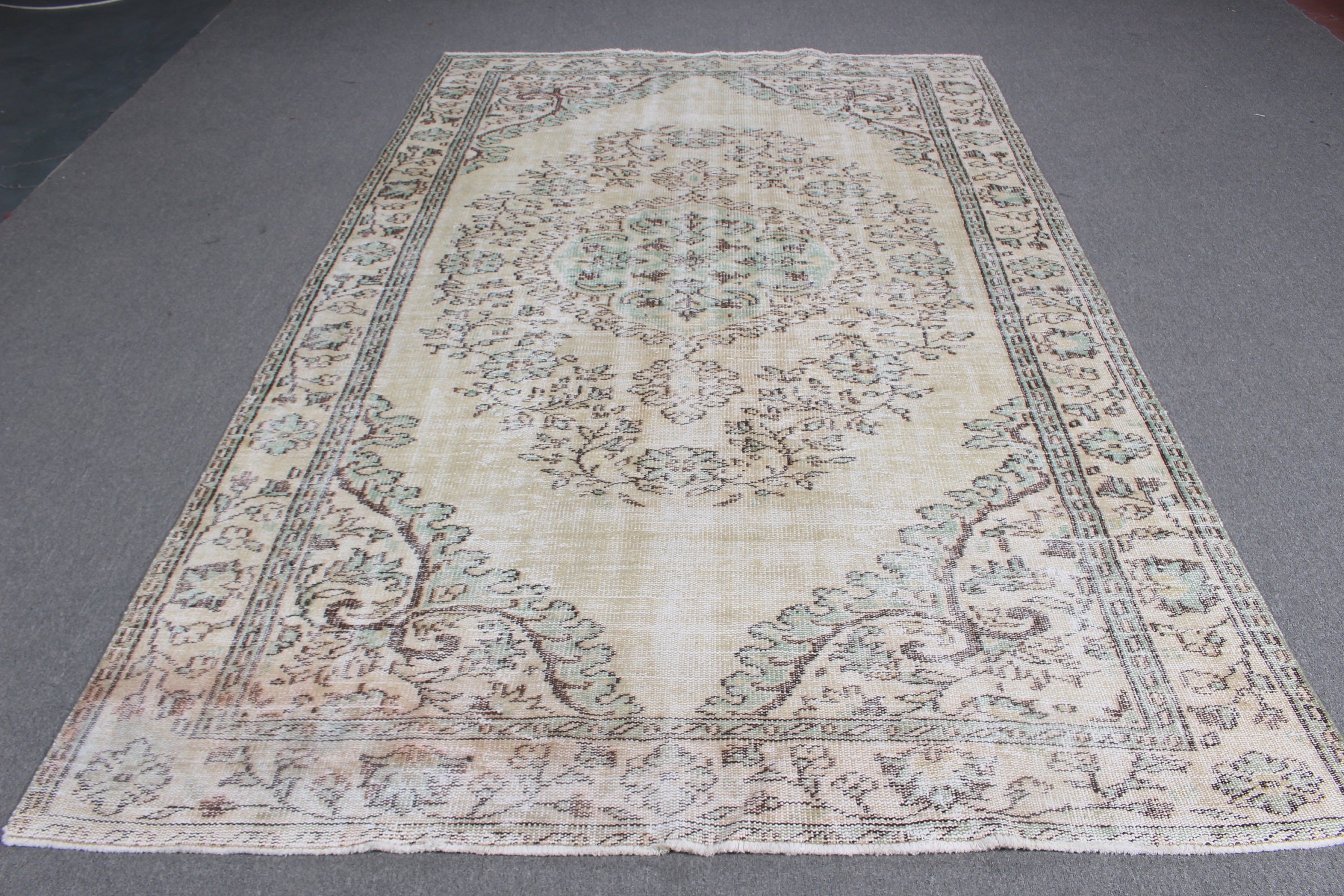 Vintage Halılar, 5.9x9.3 ft Büyük Halılar, Oturma Odası Halısı, El Dokuma Halıları, Türk Halıları, Modern Halı, Büyük Boho Halıları, Bej Lüks Halılar