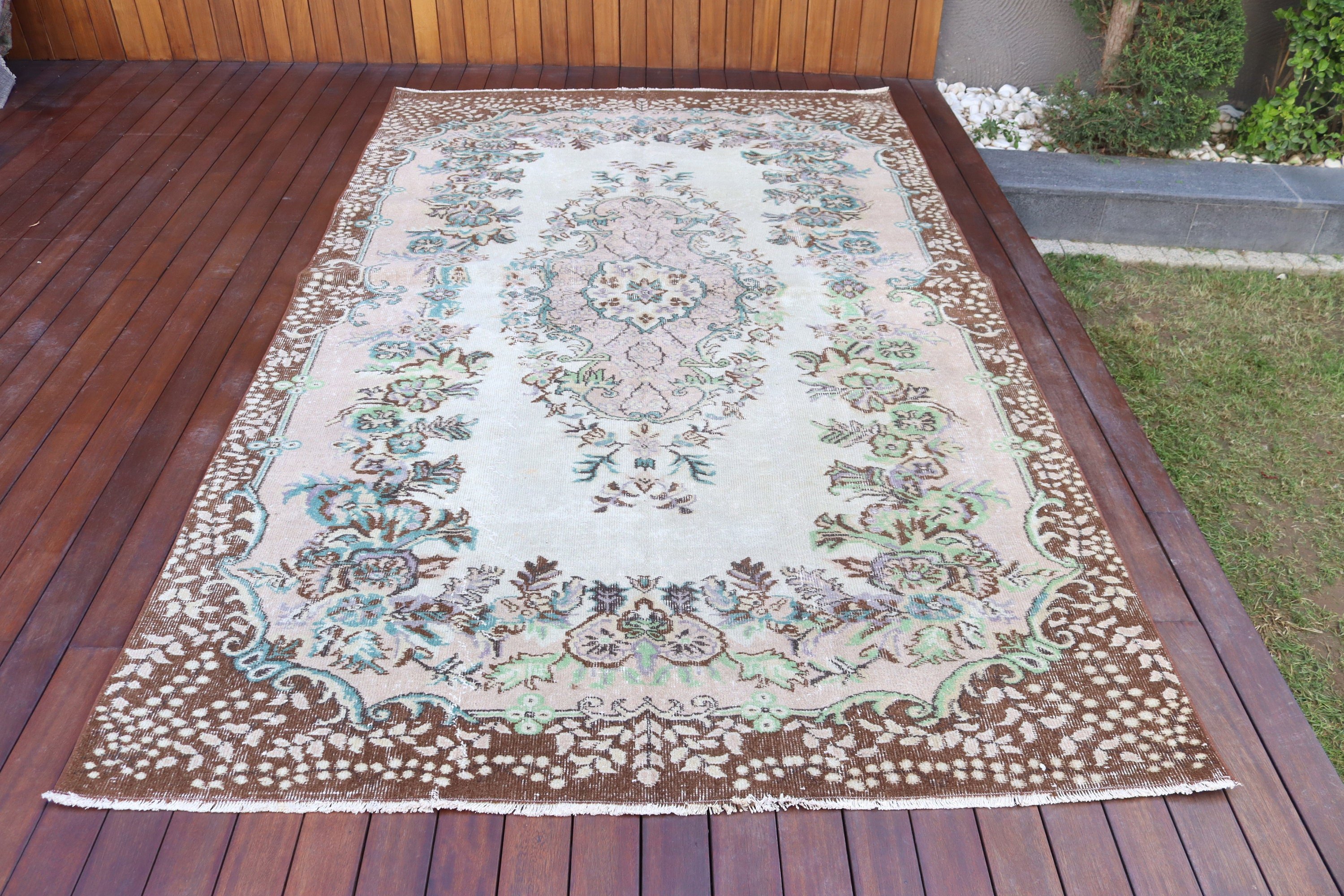 Türk Halısı, Salon Halısı, Türkiye Halıları, Yatak Odası Halıları, Nötr Halı, Bej Düz Dokuma Halı, 5.5x9.2 ft Büyük Halı, Vintage Halı