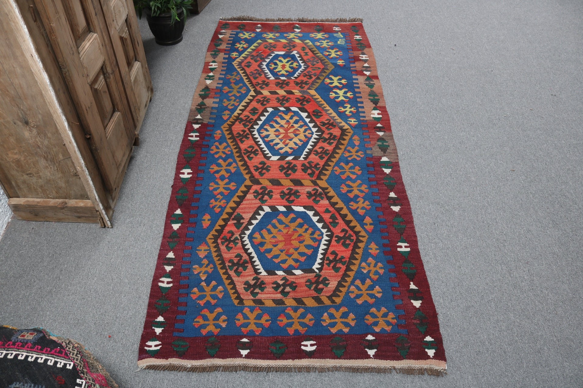 Düz Dokuma Halılar, Giriş Halıları, 2,9x7,1 ft Aksan Halıları, El Dokuma Halıları, Mutfak Halısı, Turuncu Modern Halı, Vintage Halılar, Türk Halıları, Kilim