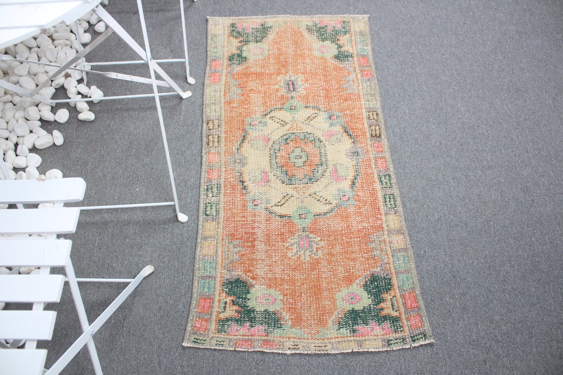 Kitchen Rug, Turkish Rugs, Orange Anatolian Rug, Wool Rugs, Vintage Rugs, Home Decor Rug, Floor Rug, 1.8x3.7 ft Small Rug, Wall Hanging Rug