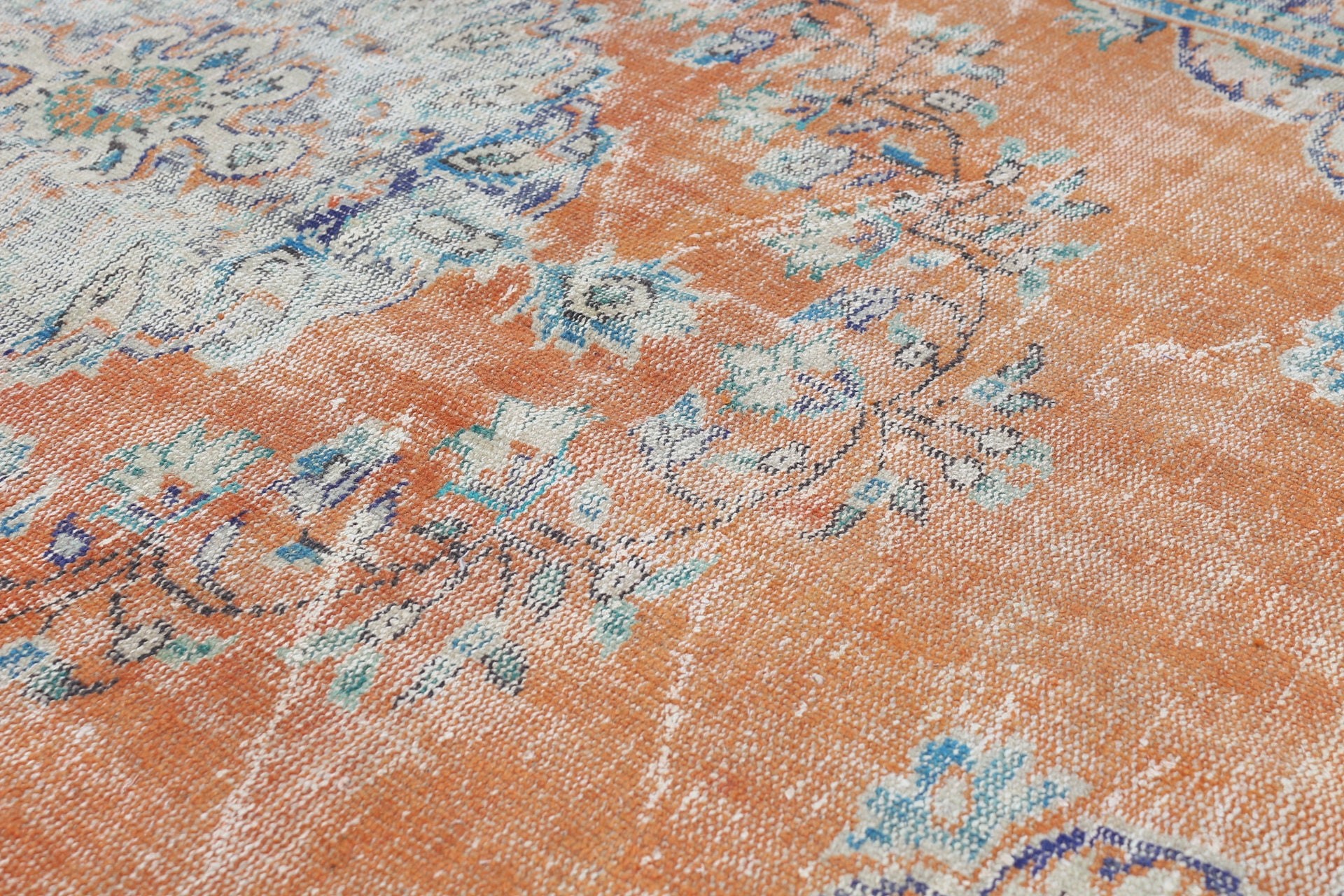 Orange Home Decor Rug, Living Room Rug, Dining Room Rugs, Vintage Rugs, Bedroom Rug, Turkish Rugs, Kitchen Rug, 5.4x9.2 ft Large Rugs