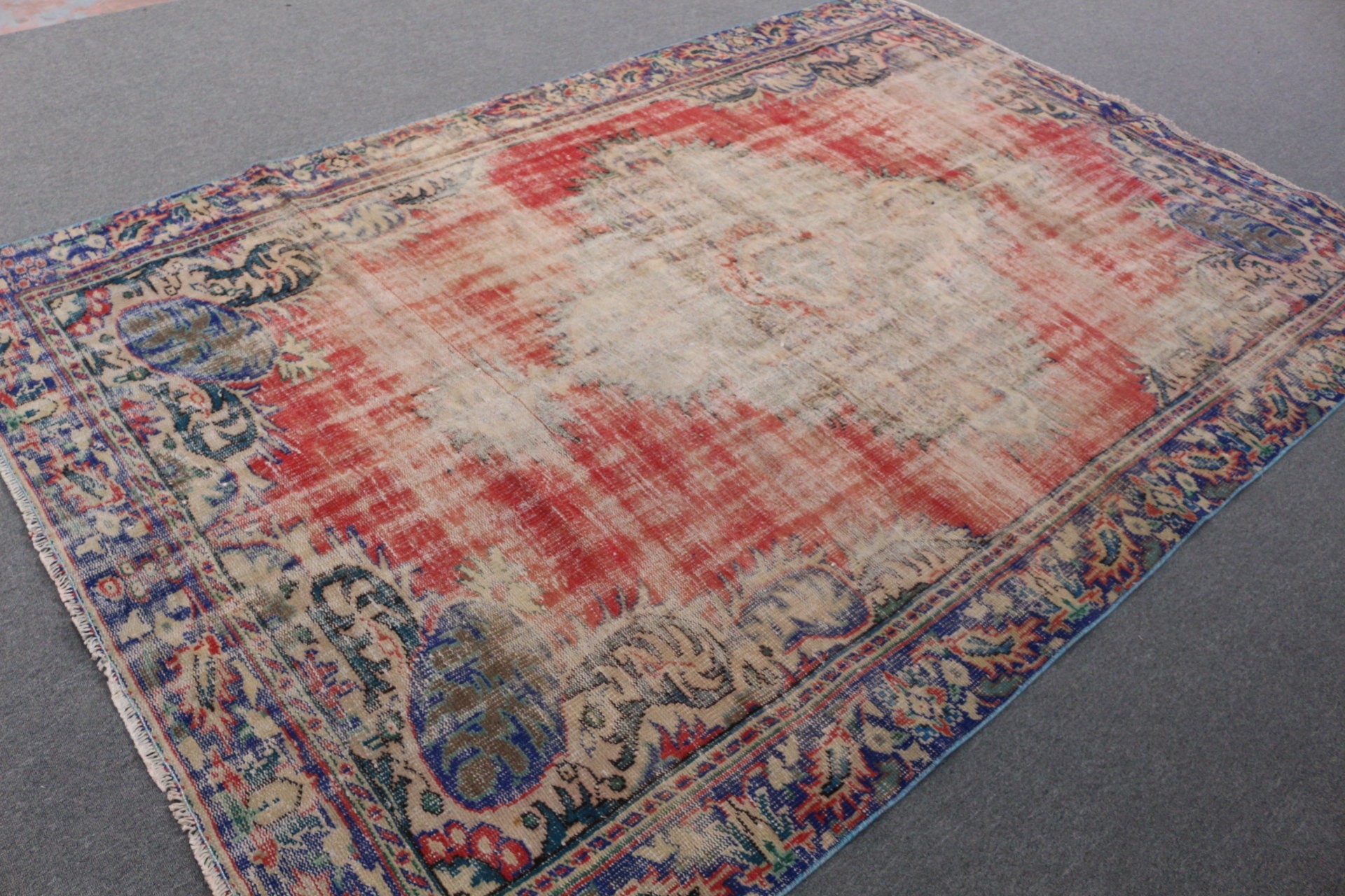 Cool Rug, Red Cool Rugs, Dining Room Rugs, Rugs for Salon, Bedroom Rugs, Vintage Rug, 6.3x9.9 ft Large Rug, Turkish Rugs, Anatolian Rug