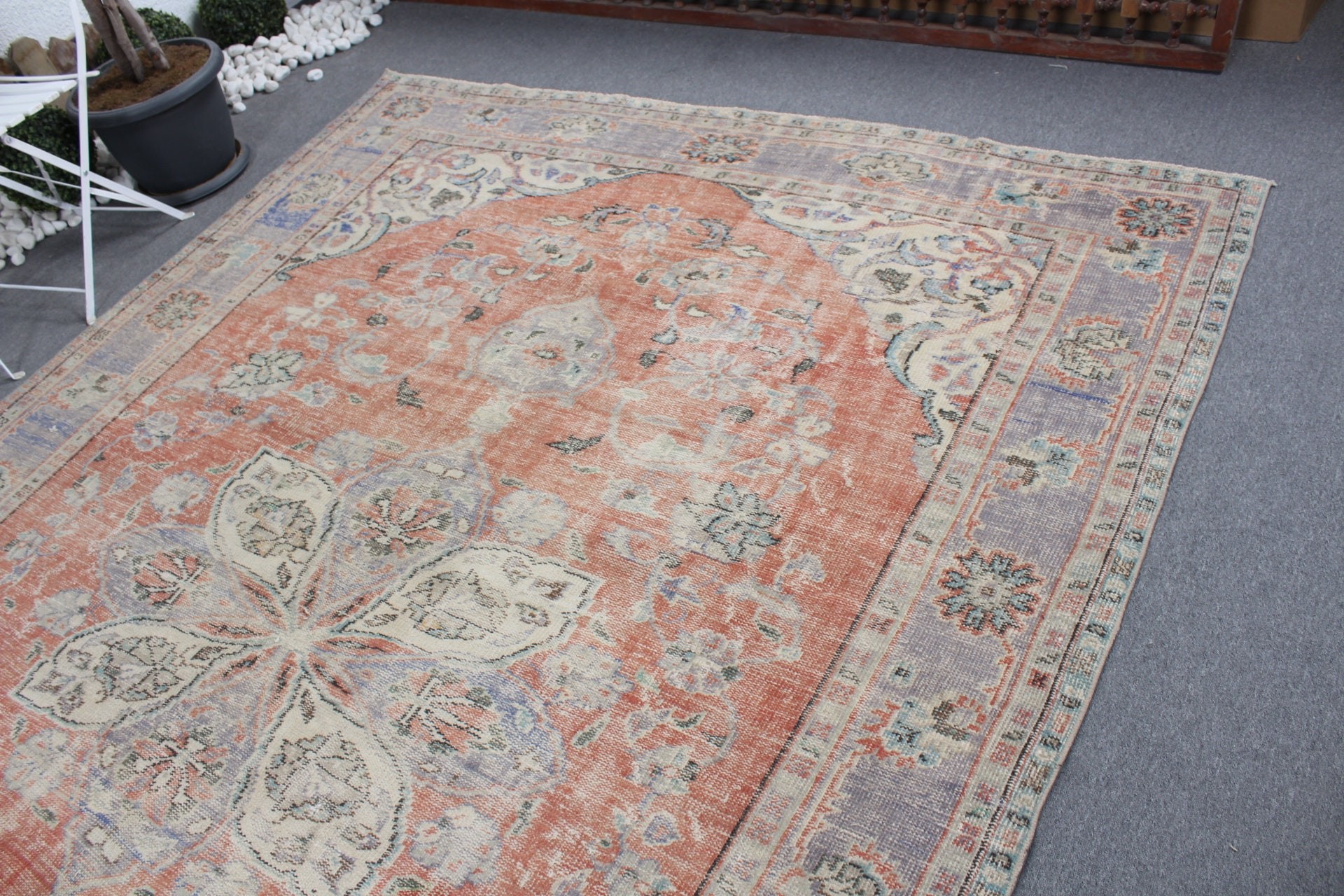 Dining Room Rugs, Kitchen Rugs, Turkish Rugs, 7.3x10.8 ft Oversize Rug, Red Wool Rugs, Vintage Rug, Art Rug, Living Room Rug