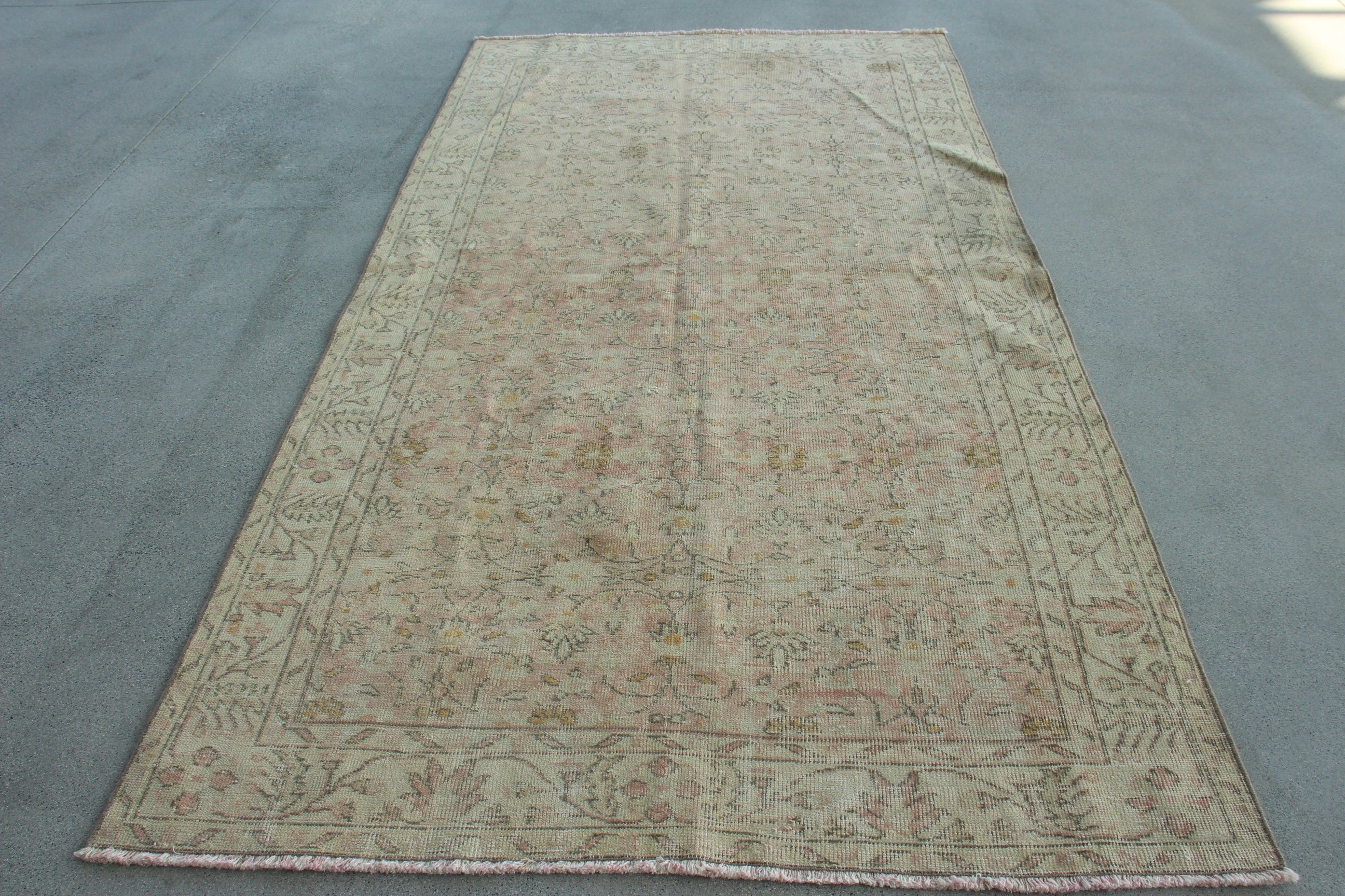 Wool Rug, Living Room Rug, Large Oushak Rugs, Turkish Rugs, Vintage Rug, Pink Bedroom Rugs, Floor Rug, 5.1x9 ft Large Rug, Aesthetic Rug