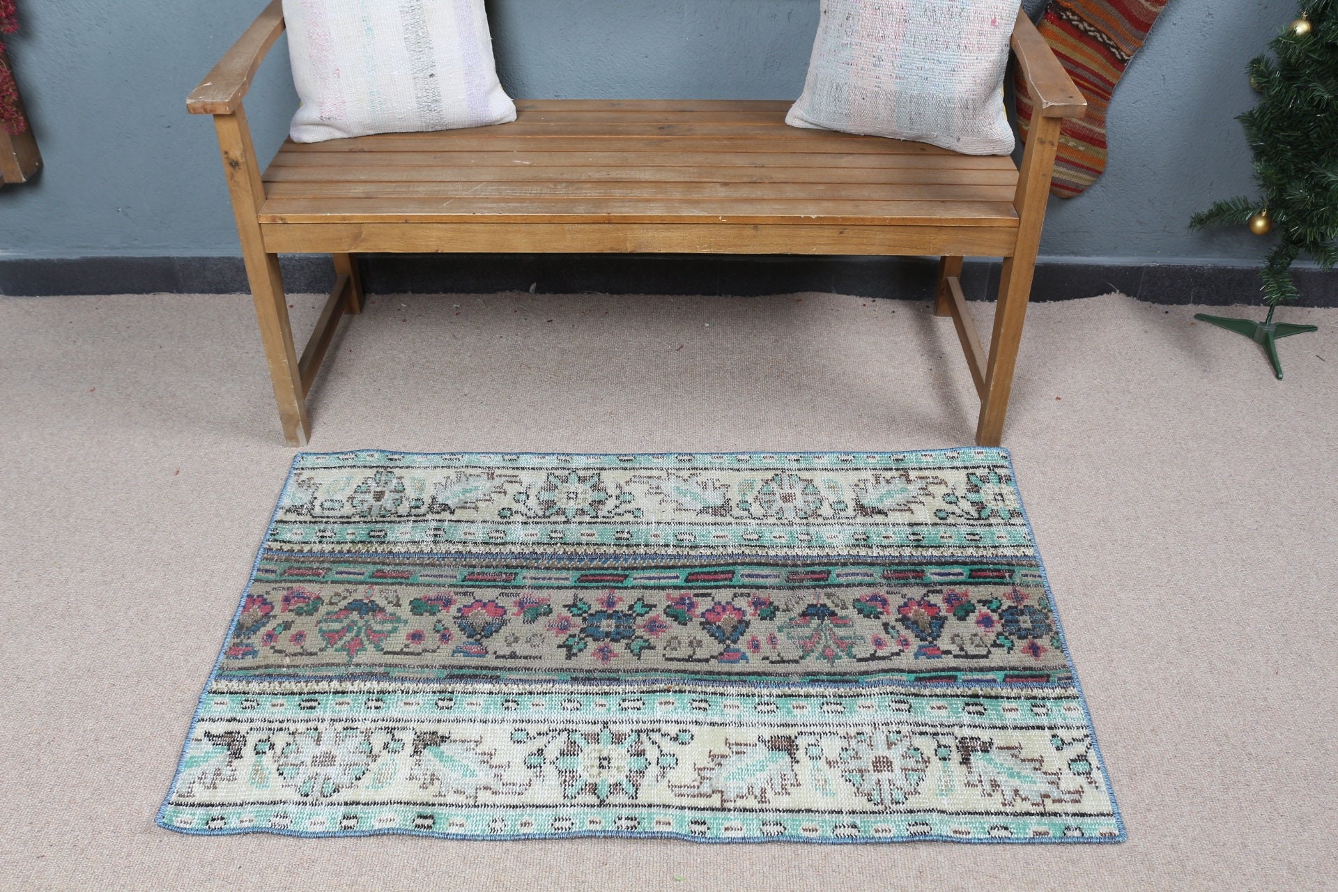 Bathroom Rug, Oriental Rug, Vintage Rug, Turkish Rugs, Green Kitchen Rug, 2.5x4 ft Small Rugs, Car Mat Rug, Custom Rugs