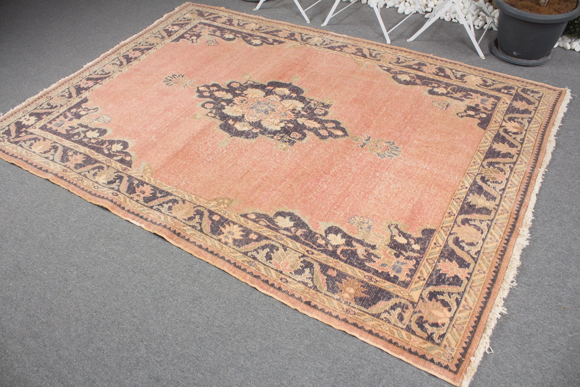 Vintage Rugs, Floor Rugs, Dining Room Rug, 5.5x7.8 ft Large Rug, Ethnic Rug, Kitchen Rug, Living Room Rug, Turkish Rug, Pink Anatolian Rug