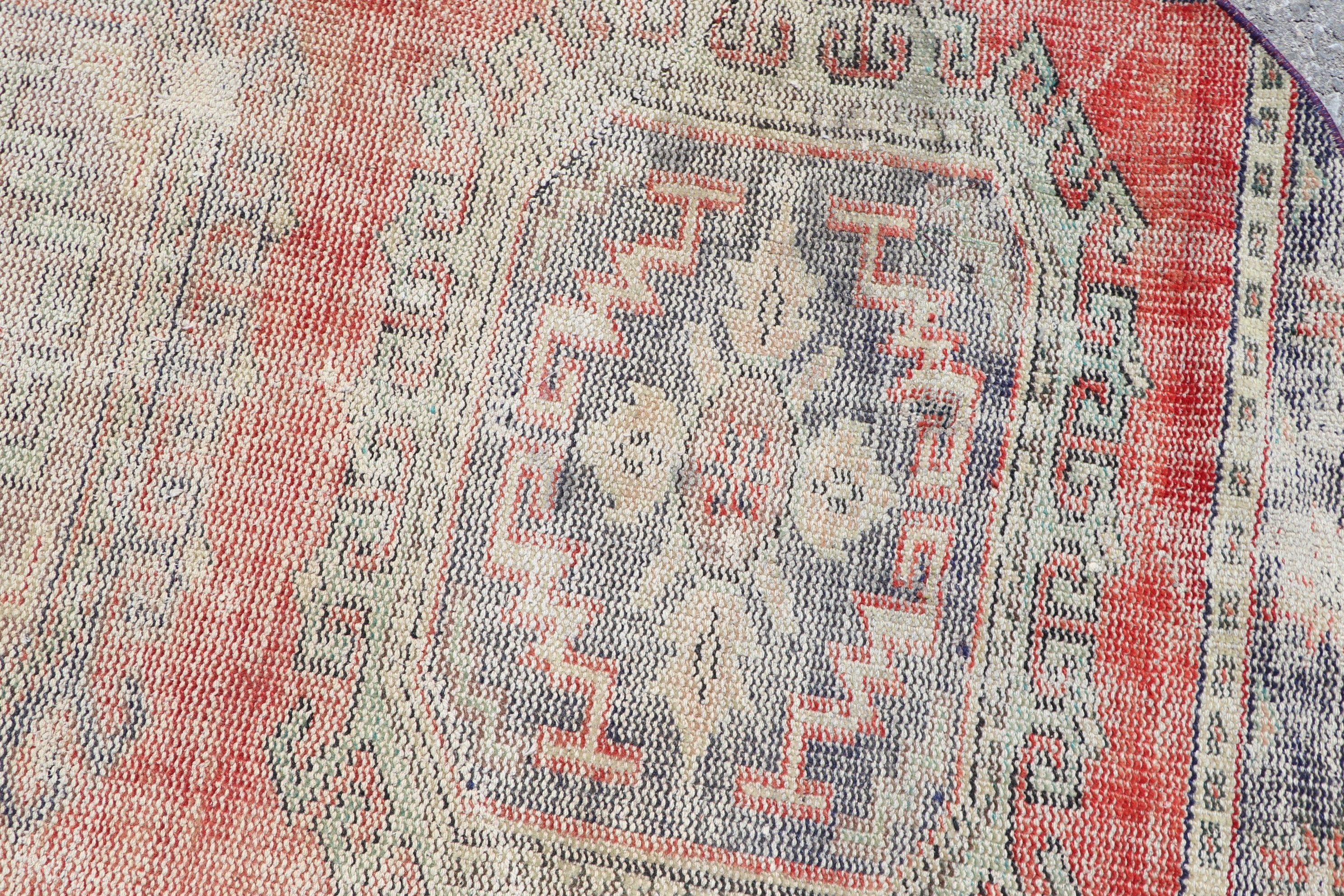 Old Rugs, Orange Antique Rugs, Vintage Rug, Wall Hanging Rugs, Bedroom Rug, 3.8x3.8 ft Small Rugs, Turkish Rugs, Bathroom Rug