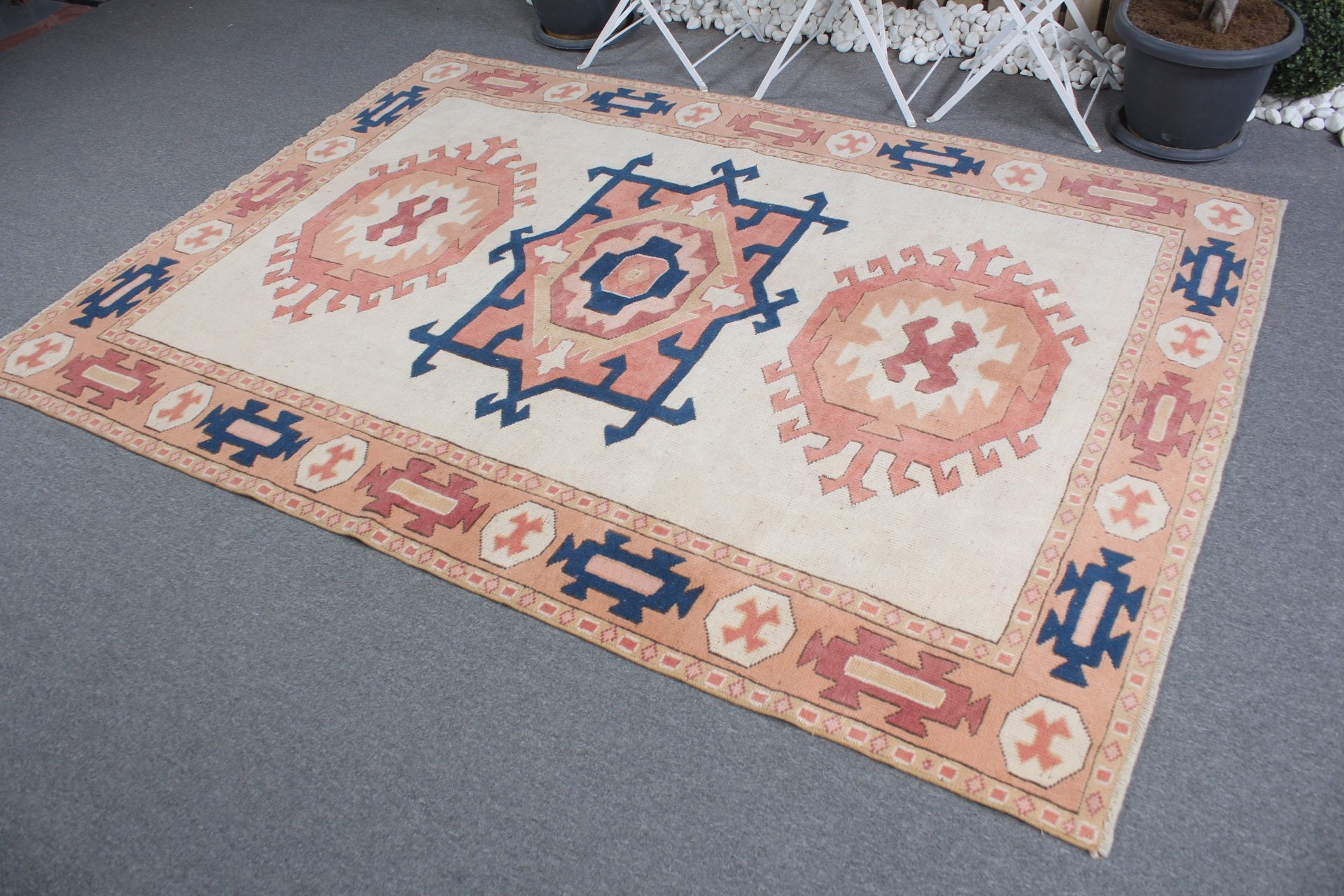 5.6x7.9 ft Large Rug, Beige Anatolian Rug, Bedroom Rugs, Rugs for Salon, Turkish Rug, Home Decor Rug, Vintage Rug, Living Room Rug