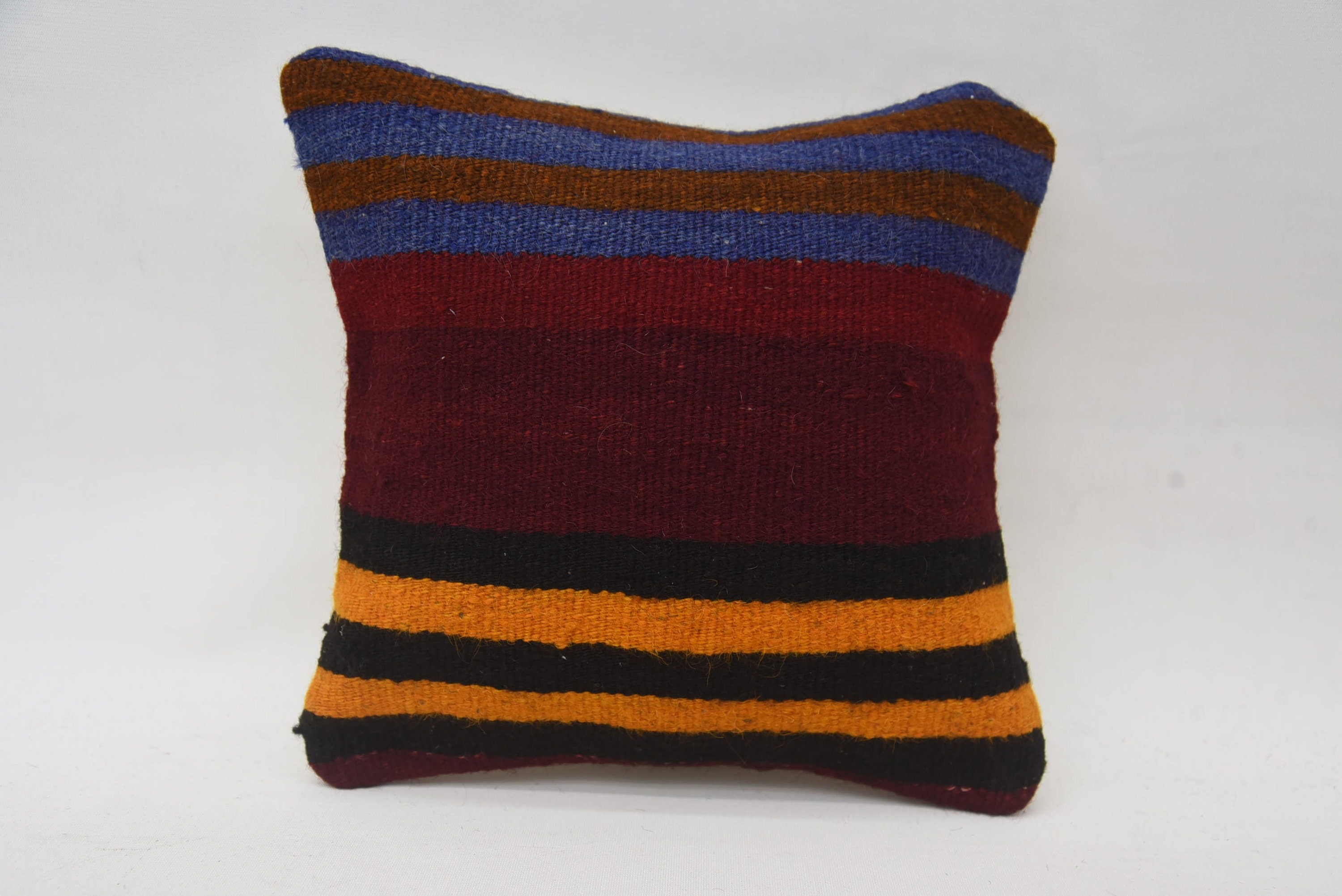 Natural Pillow, Handmade Kilim Cushion, 12"x12" Red Pillow Sham, Kilim Cushion Sham, Boho Pillow Sham Cover, Seat Pillow Cover