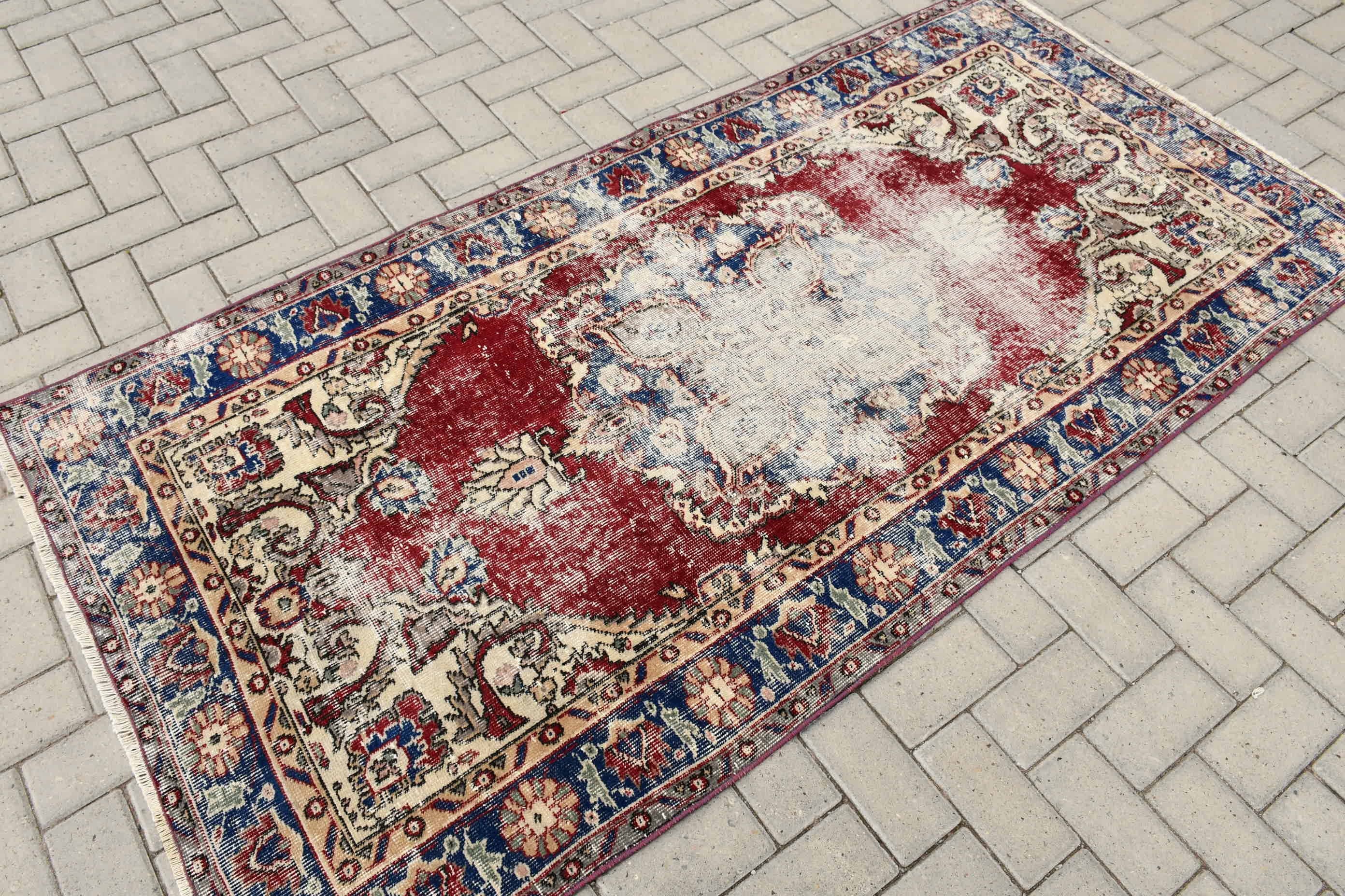 3.6x7.2 ft Area Rug, Rugs for Floor, Vintage Rug, Cool Rug, Bedroom Rugs, Floor Rug, Custom Rug, Red Floor Rug, Turkey Rugs, Turkish Rug