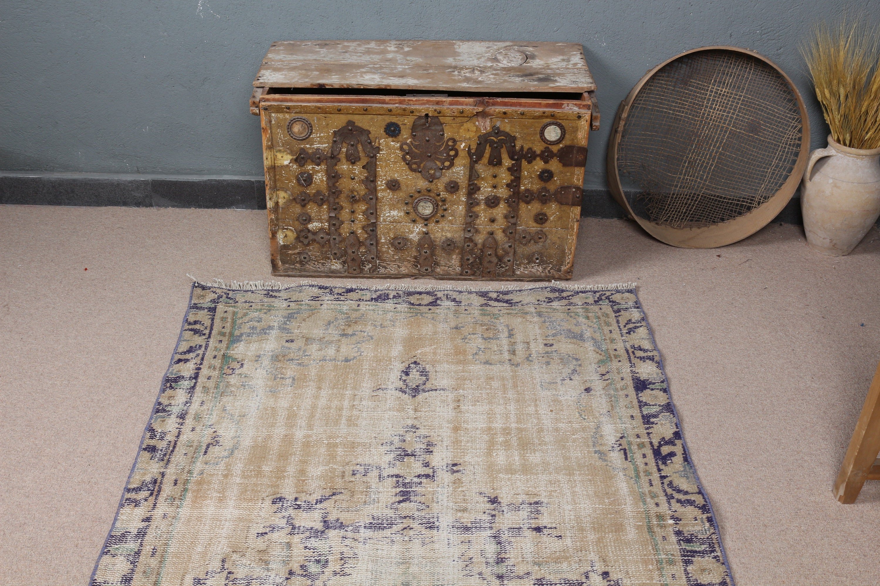 Brown Anatolian Rug, Vintage Rug, Antique Rug, Aesthetic Rug, Floor Rugs, 3.8x6.9 ft Area Rugs, Bedroom Rug, Turkish Rugs