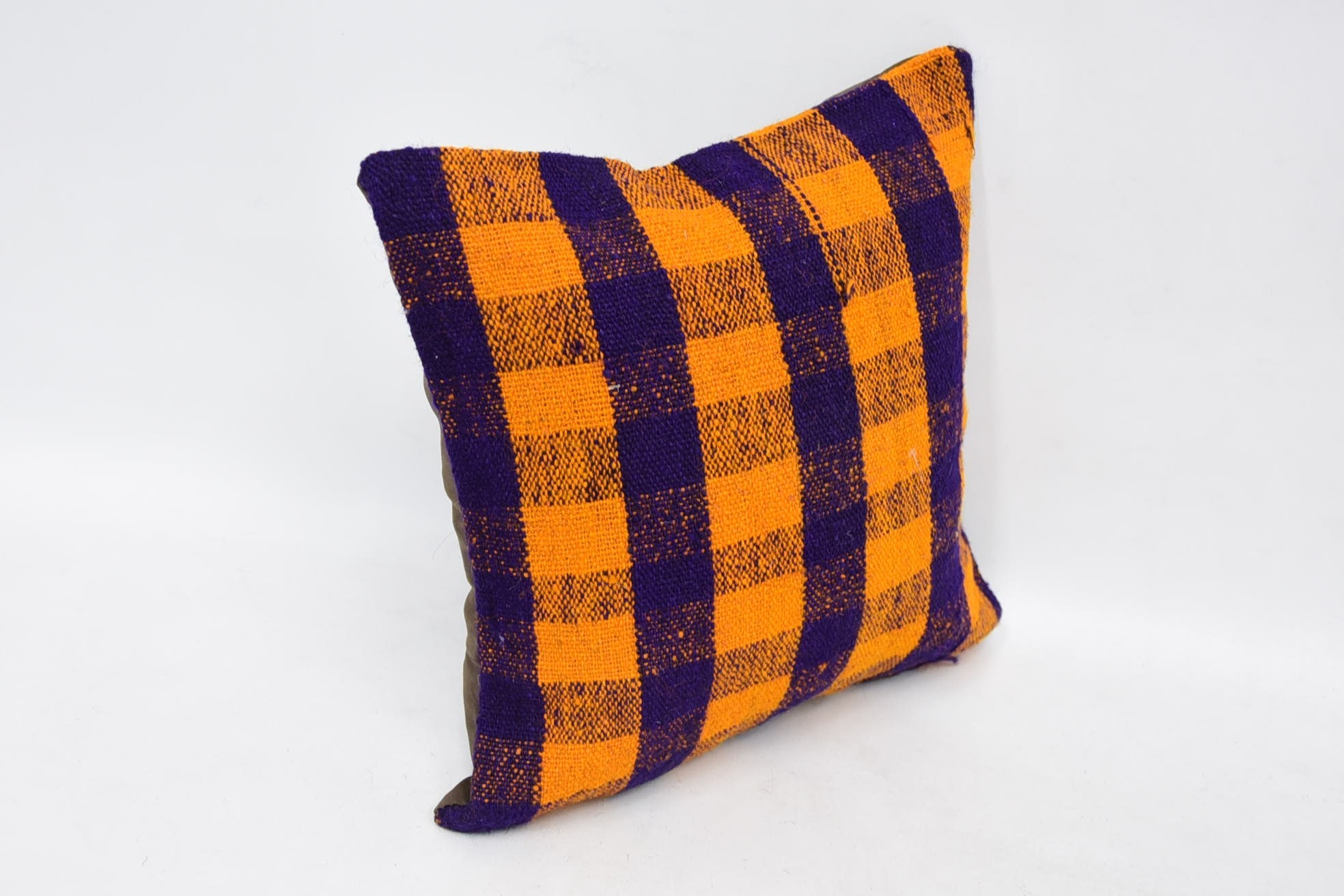 Retro Throw Pillow Cover, Kilim Pillow Cover, 12"x12" Orange Cushion Cover, Turkish Pillow, Ethnical Kilim Rug Pillow
