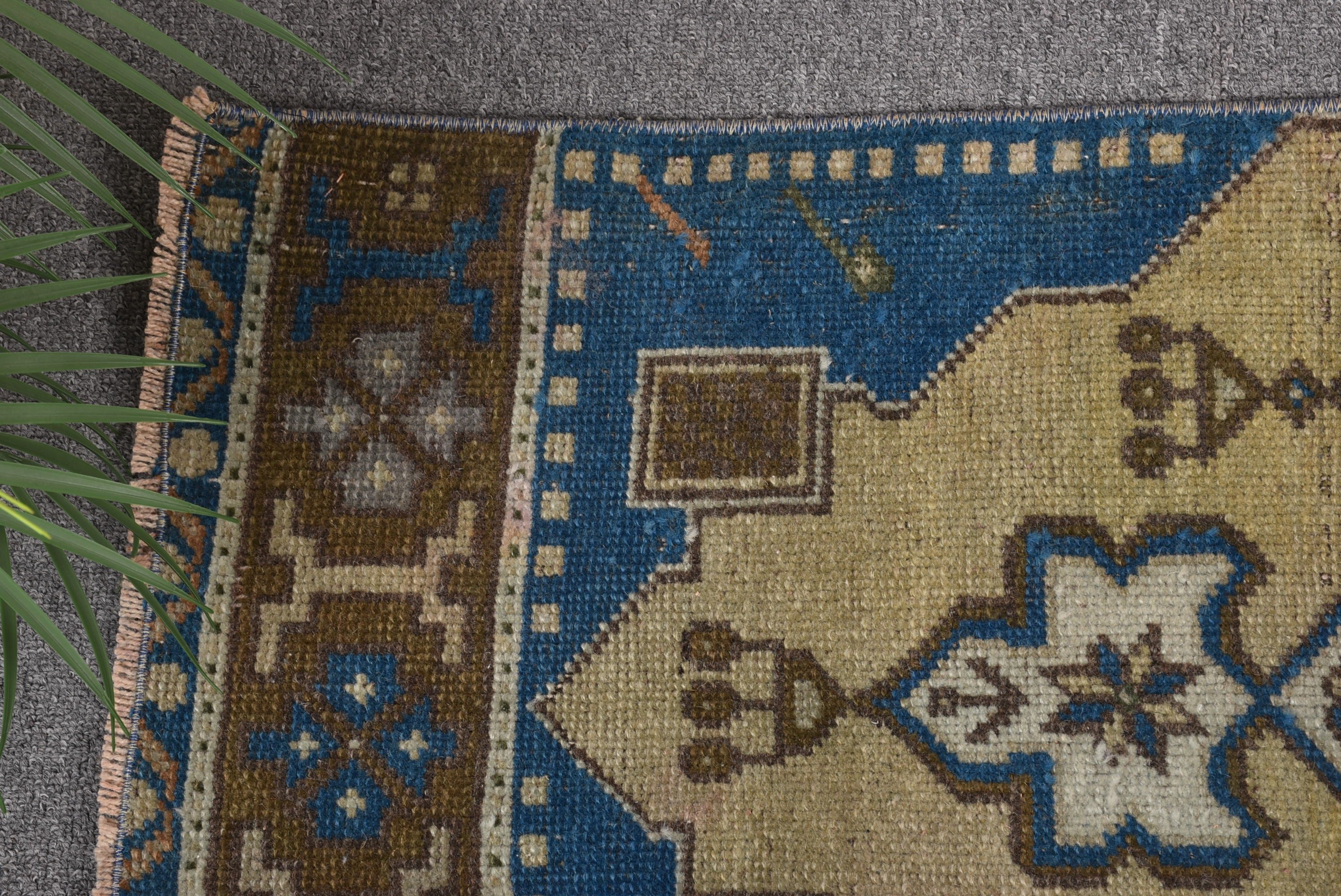 Vintage Rugs, Kitchen Rug, Wool Rugs, Bedroom Rugs, Turkish Rug, Rugs for Door Mat, 1.5x3.8 ft Small Rugs, Bath Rug, Brown Oriental Rug