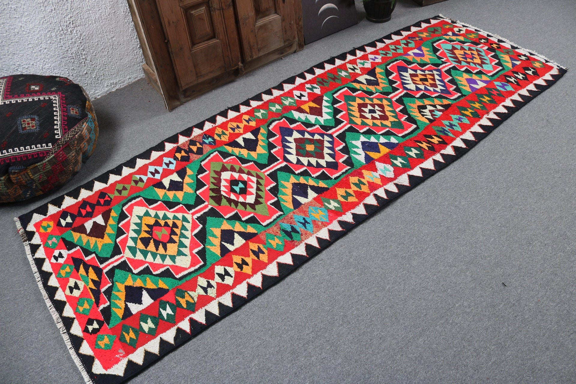 Corridor Rugs, 3.1x8.4 ft Runner Rug, Vintage Rugs, Hallway Rug, Turkish Rug, Aztec Rug, Oriental Rugs, Rainbow Statement Rug