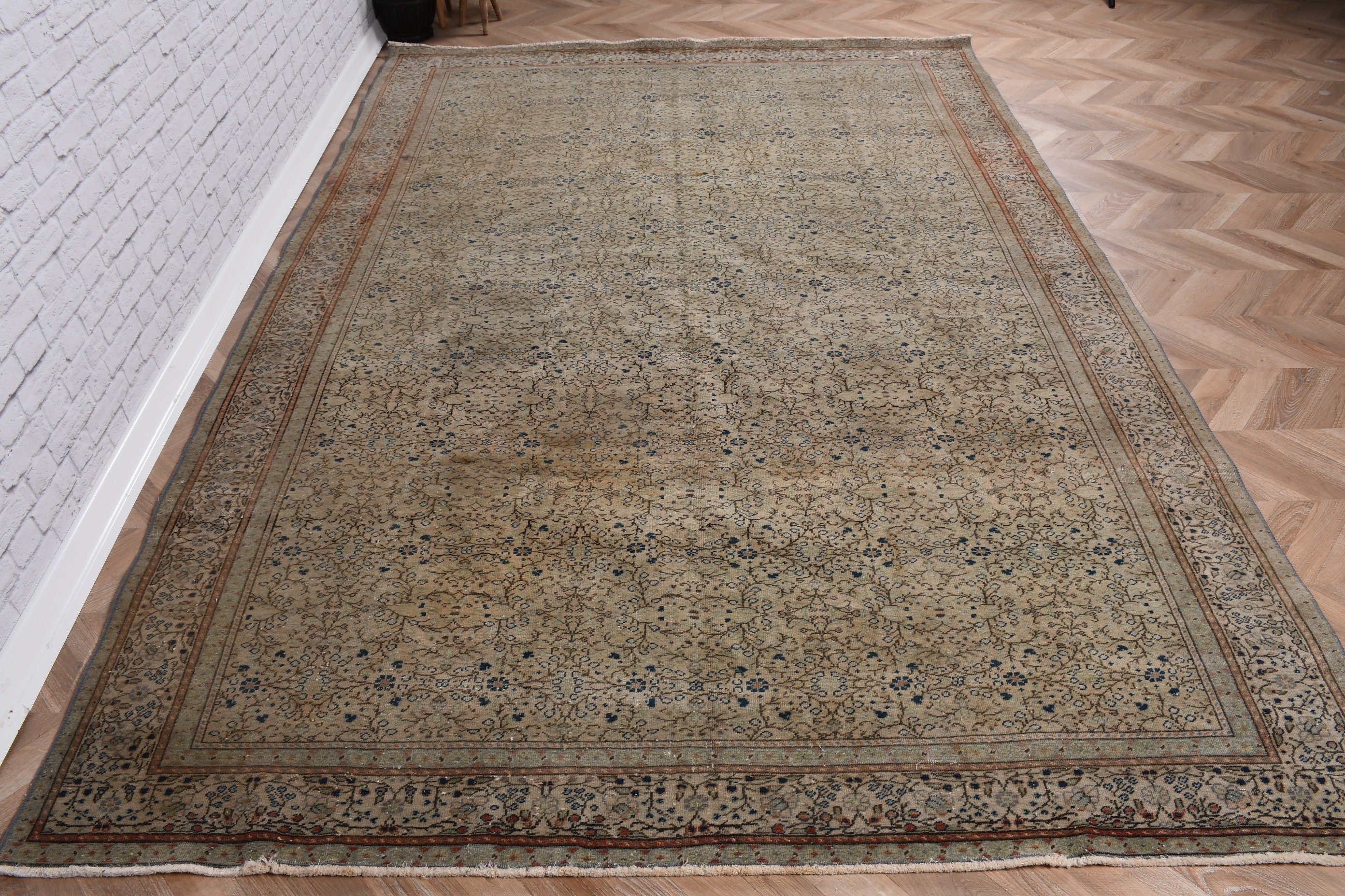 Floor Rug, Wool Rug, Aesthetic Rug, Large Vintage Rugs, Turkish Rugs, Salon Rug, Vintage Rugs, Beige  6.2x9.4 ft Large Rug