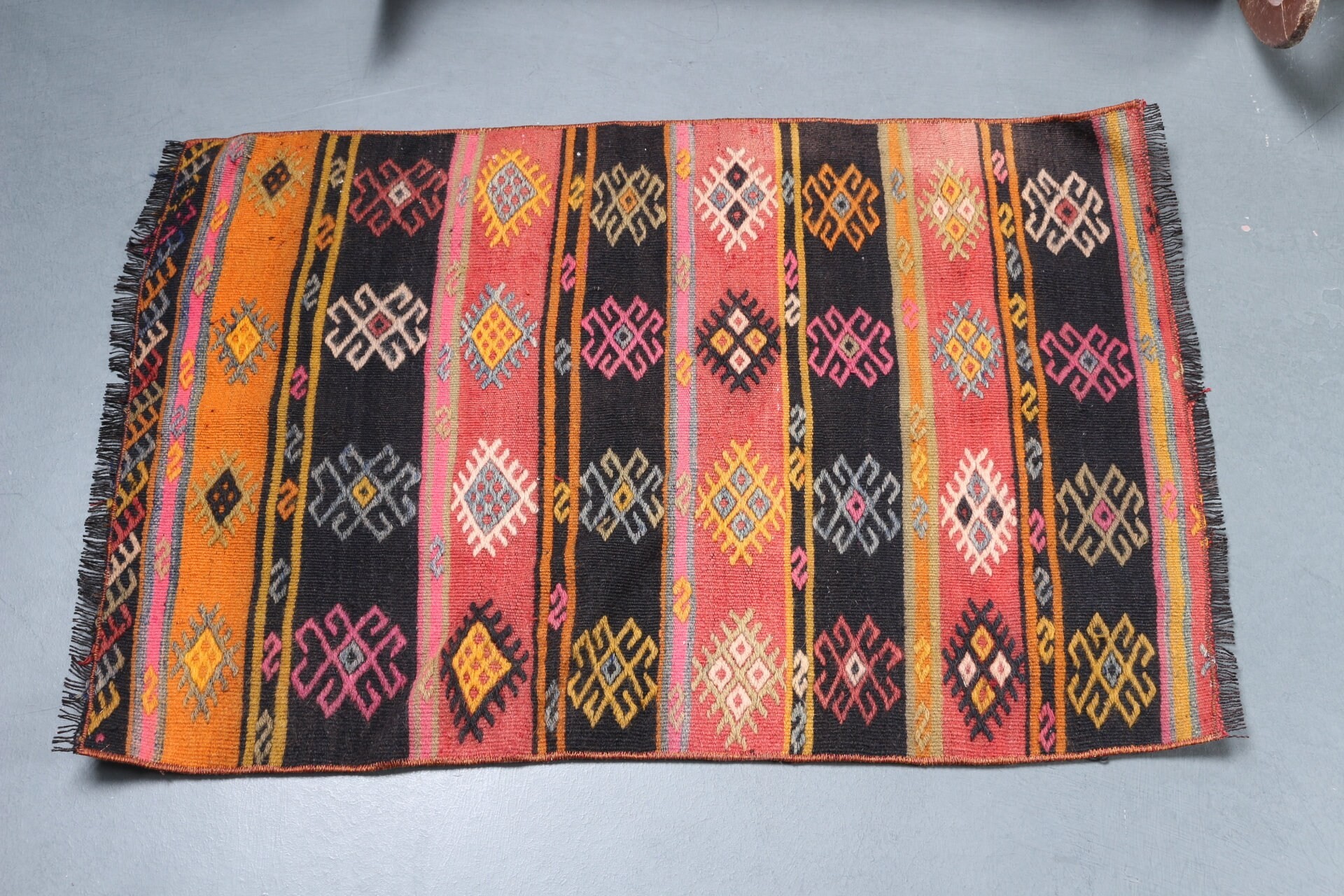 Siyah Yatak odası Kilim, Anadolu Kilim, 65x96 cm Küçük Kilim, Banyo Kilim, Giriş Kilim, Banyo Kilim, Nostaljik Kilim, Duvar Kilim