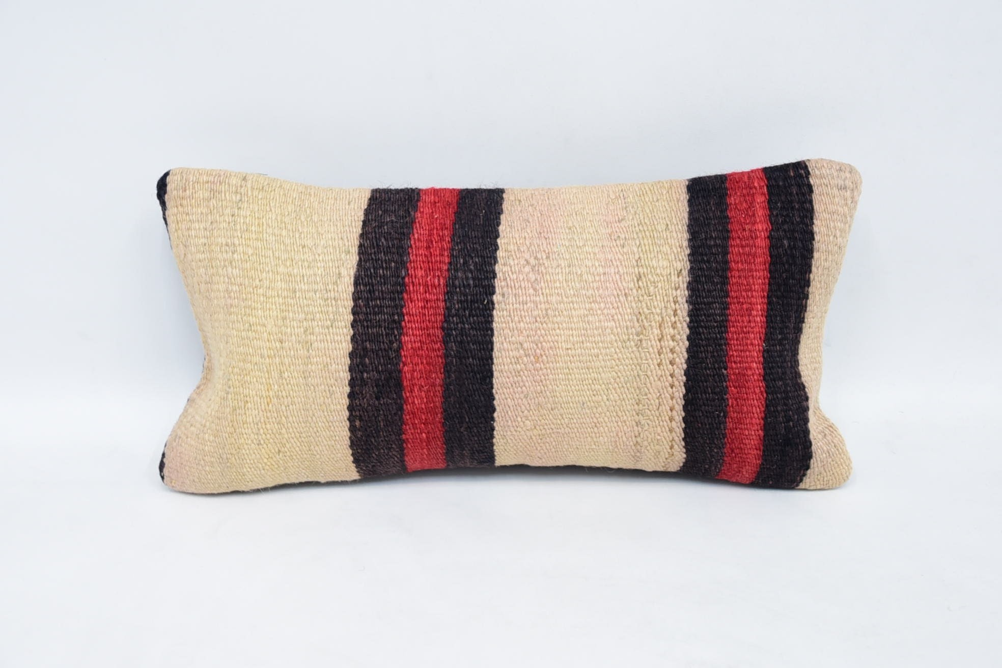 Gift Pillow, Floor Cushion Cover, 8"x16" Beige Cushion Case, Turkish Pillow, Handmade Kilim Cushion, Ikat Cushion, Floor Pillow Case