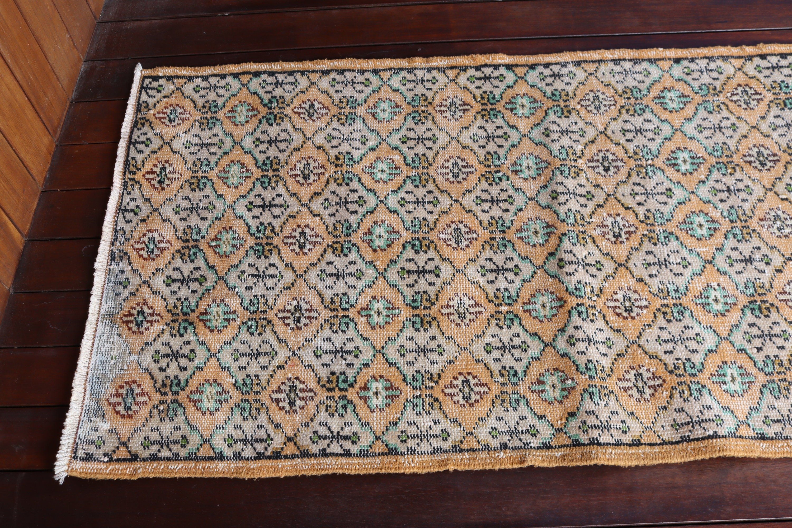 Uzun Yolluk Halıları, 2.4x9.1 ft Runner Halısı, Turuncu Ev Dekorasyonu Halıları, Vintage Halılar, Boho Halıları, Yün Halıları, Vintage Runner Halıları, Türk Halıları