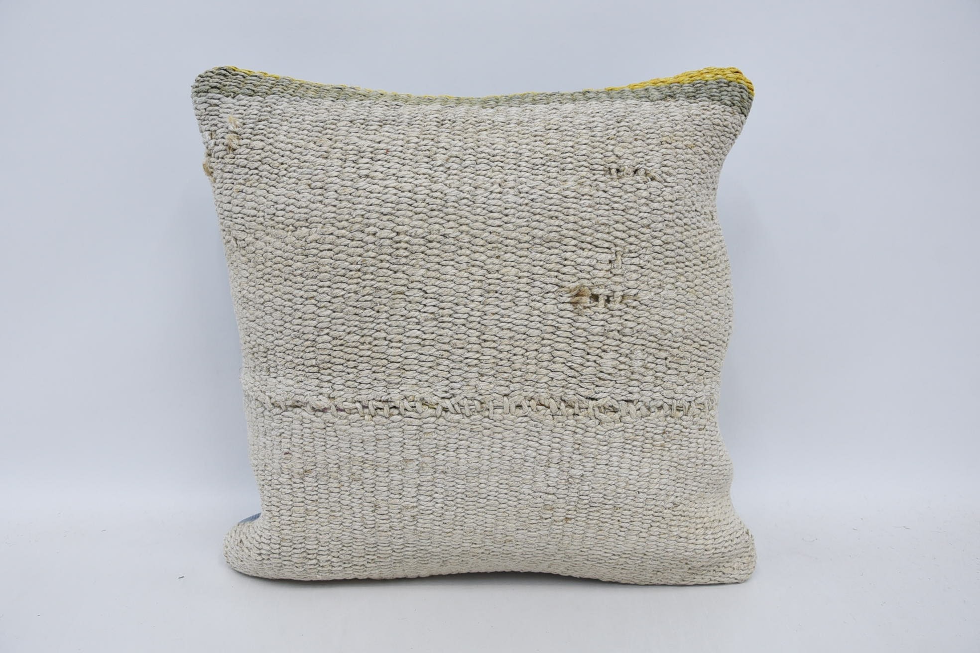 18"x18" White Pillow Case, Vintage Pillow Cover, Bolster Throw Cushion Cover, Kilim Cushion Sham, Turkish Kilim Pillow, Antique Pillows