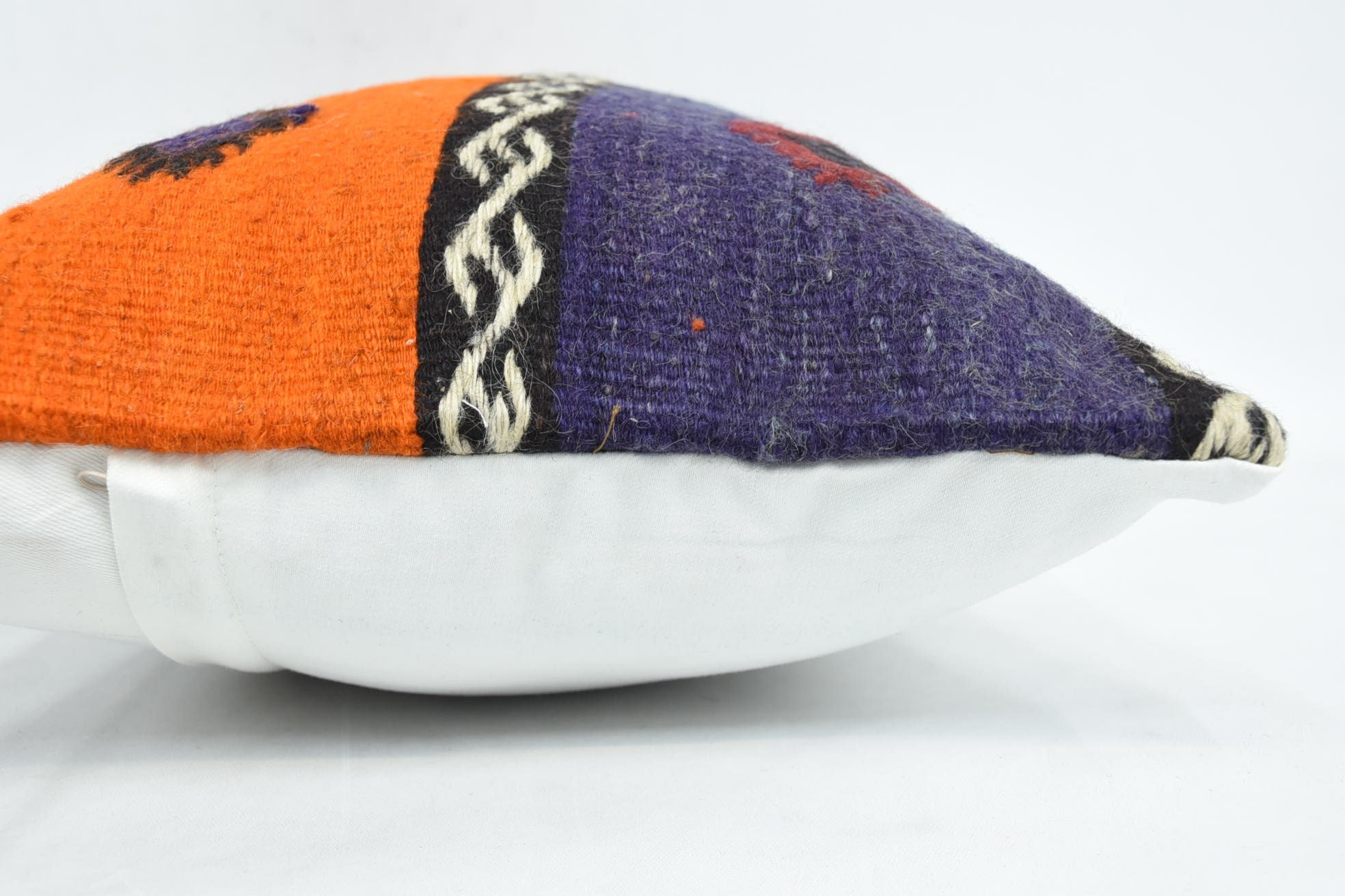 Kilim Pillow Cover, Bolster Throw Pillow, 16"x24" Orange Cushion, Pillow for Sofa, Rustic Pillow Sham, Turkish Kilim Pillow