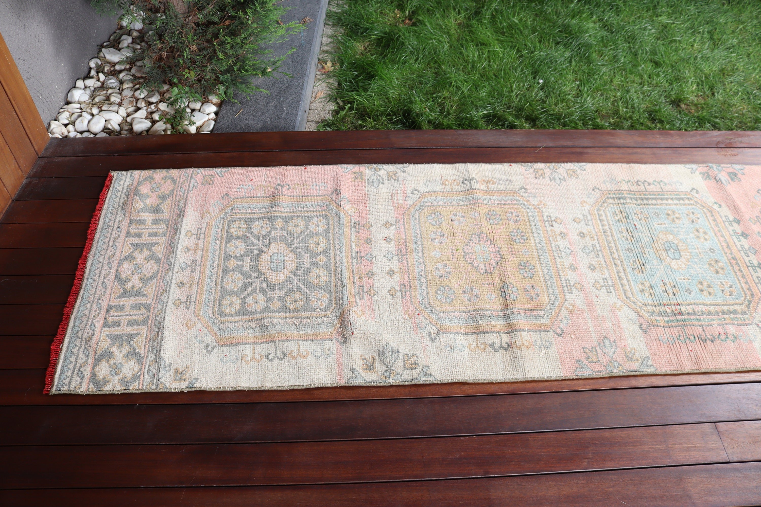 2.4x10.4 ft Runner Halı, Beni Ourain Runner Halıları, Bej Açıklama Halıları, Fas Halıları, Vintage Halılar, Türk Halıları, Mutfak Halısı, Aztek Halıları